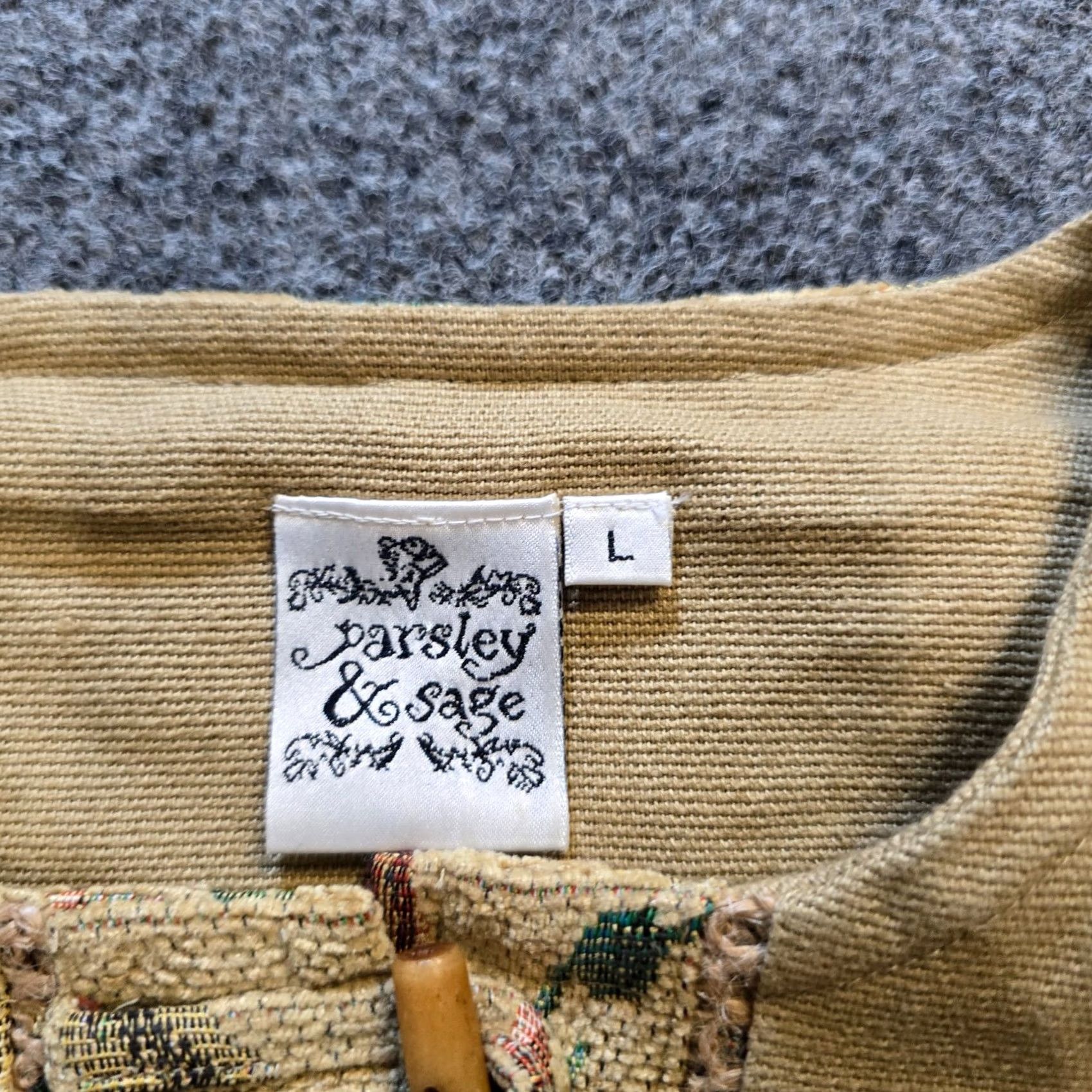 Vintage Parsley Sage Jacket Womens Size Large Beige Floral Toggle Front Boho Classic Jacket Size L / US 10 / IT 46 - 4 Thumbnail