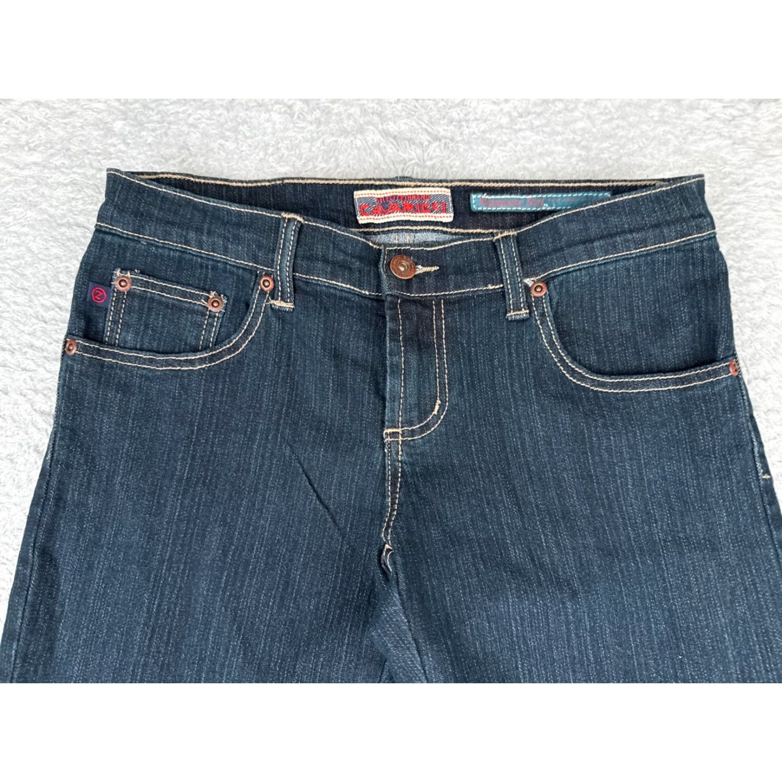 Denime Z. Cavaricci Jeans Women's Jeans Bootcut Blue 28x26 Low Rise 3 Denim - 5-Pocket Design, Regular, Cotton Blend, Dark Wash, Vintage? No. Size 26" / US 2 / IT 38 - 4 Thumbnail