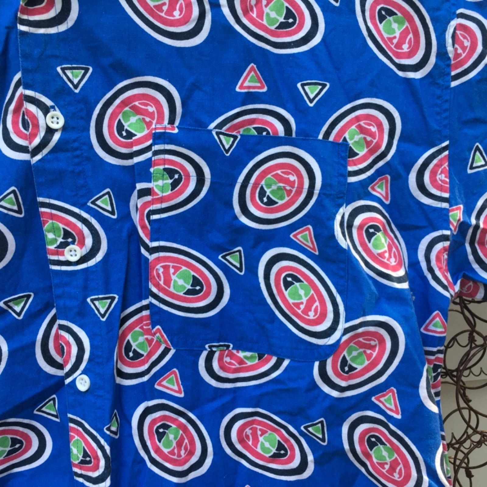 Vintage 90s Impact blue multi print abstract button down shirt LARGE Size US L / EU 52-54 / 3 - 6 Thumbnail