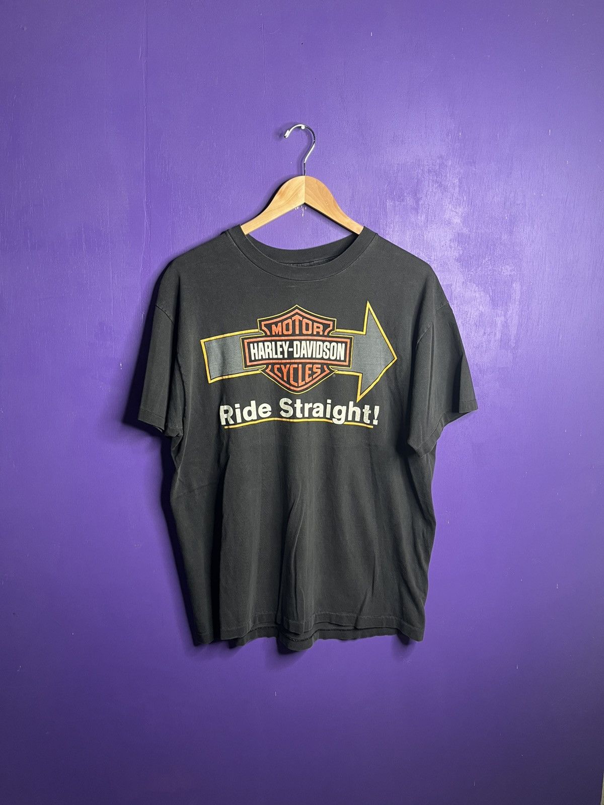 Harley Davidson × Vintage Vintage 90s Harley Davidson ride straight t-shirt Size US L / EU 52-54 / 3 - 1 Thumbnail