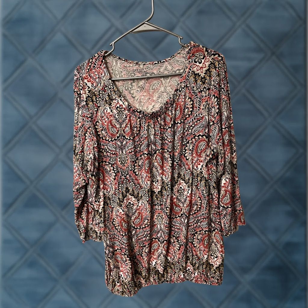 Croft & Barrow - Keep exact spelling and capitalization - Croft & Barrow, Womens, 3/4 Sleeve, Cotton, Paisley, Floral, Multicolor, Shirt, XL Size XL / US 12-14 / IT 48-50 - 1 Thumbnail