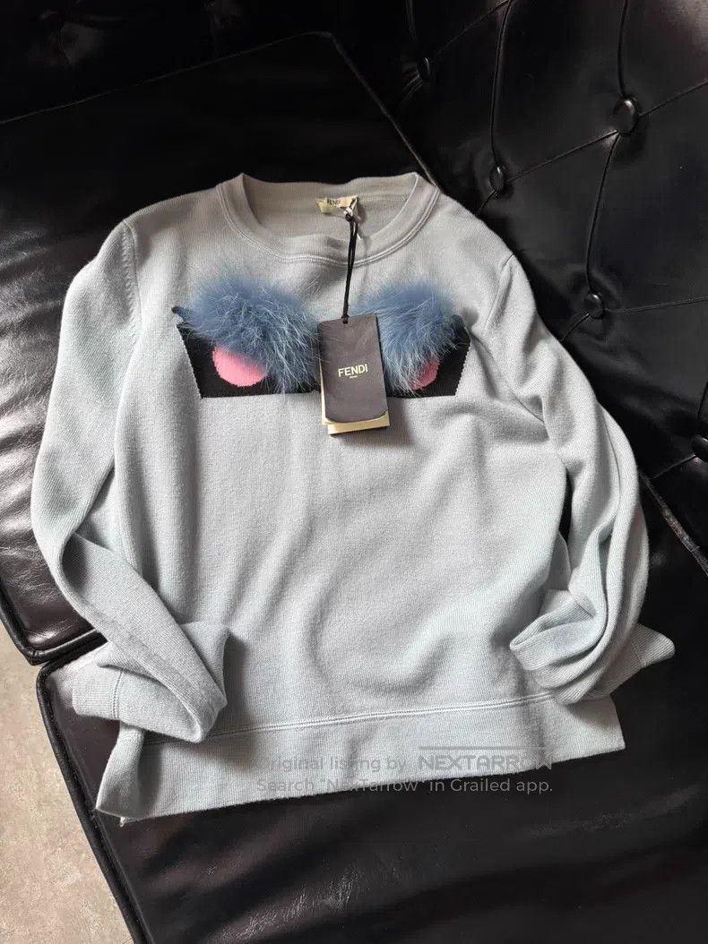Fendi Fendi Blue Fuzzy Knit Crewneck Sweater Size XS / US 0-2 / IT 36-38 - 1 Thumbnail