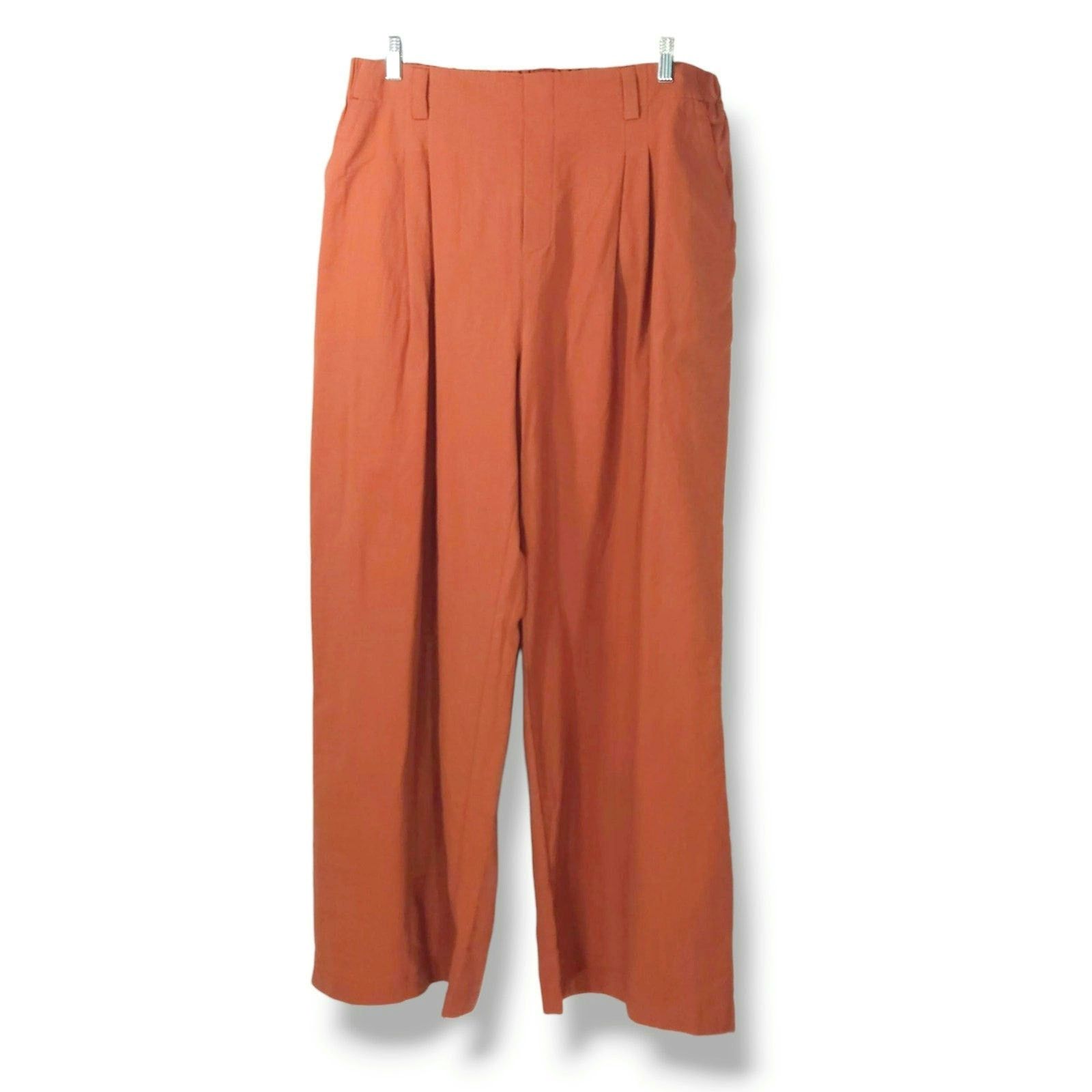 Other Halara High Waisted Palazzo Wide Leg Linen Feel Pant Rust XL Size 28" / US 6 / IT 42 - 3 Thumbnail