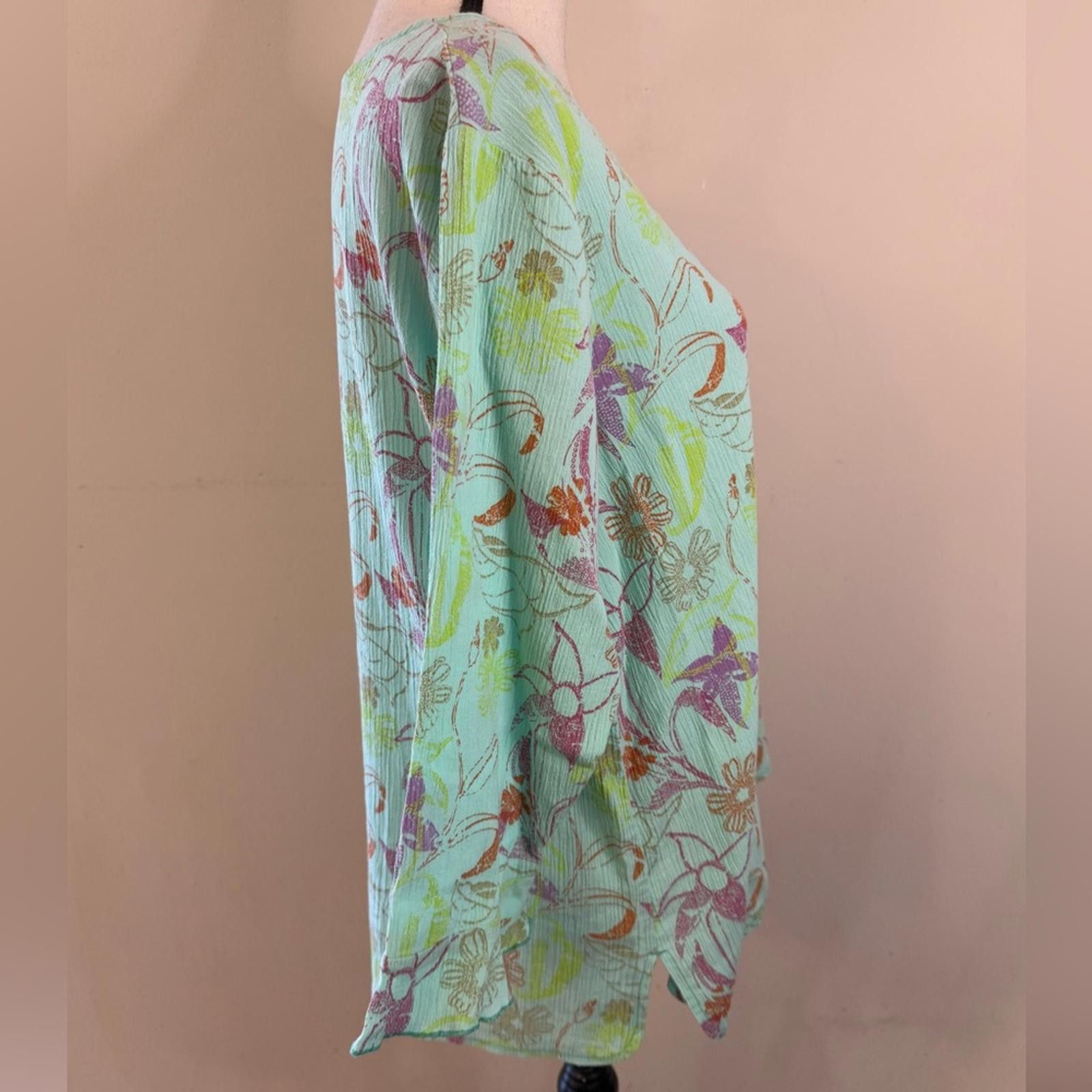 Other Sun Bay 100% cotton gauzy colorful tropical top SZ Medium Size M / US 6-8 / IT 42-44 - 2 Thumbnail