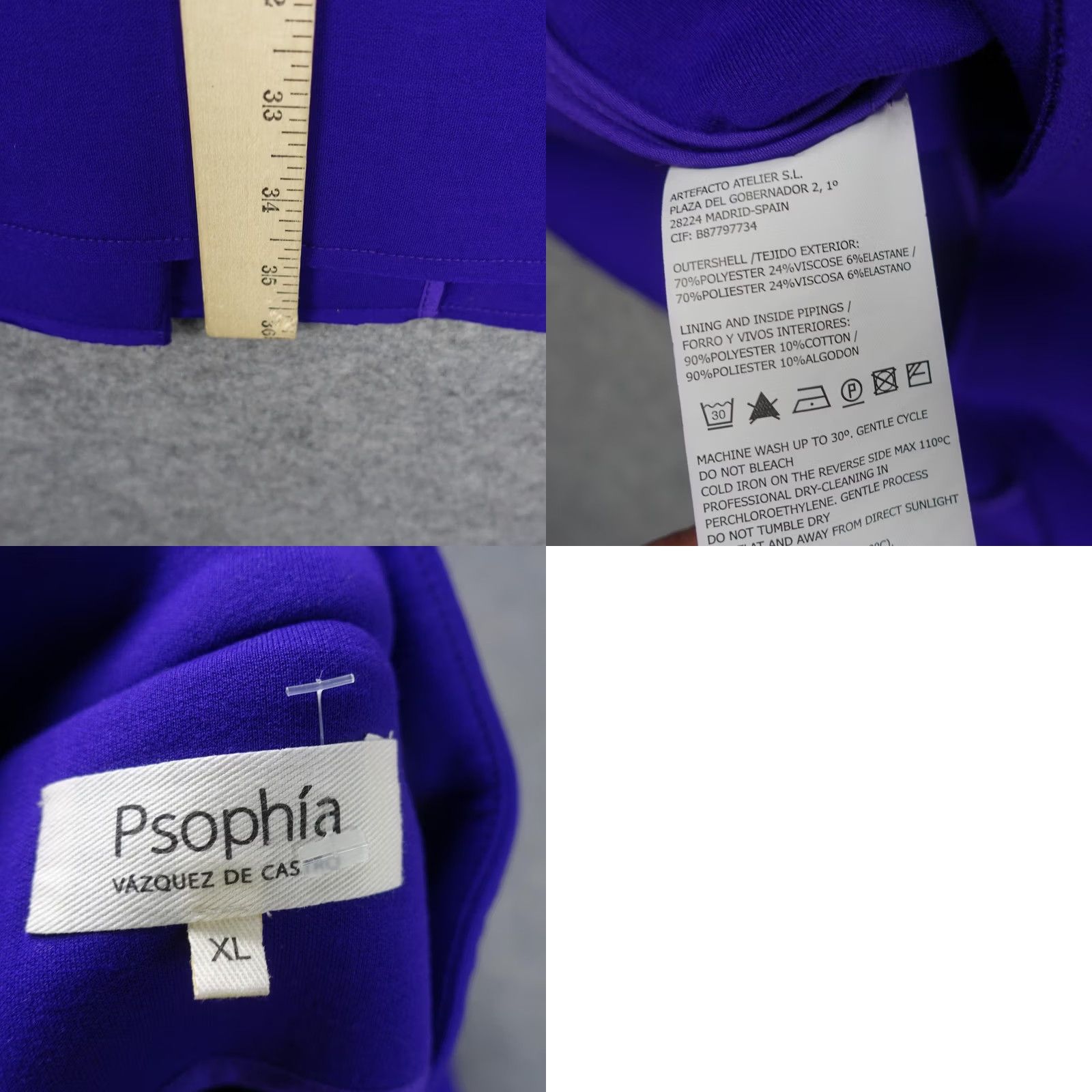 Vintage Psophía Coat Womens XL Purple Knit Snap Front 3/4 Sleeve Mid Length Collared Size XL / US 12-14 / IT 48-50 - 9 Thumbnail