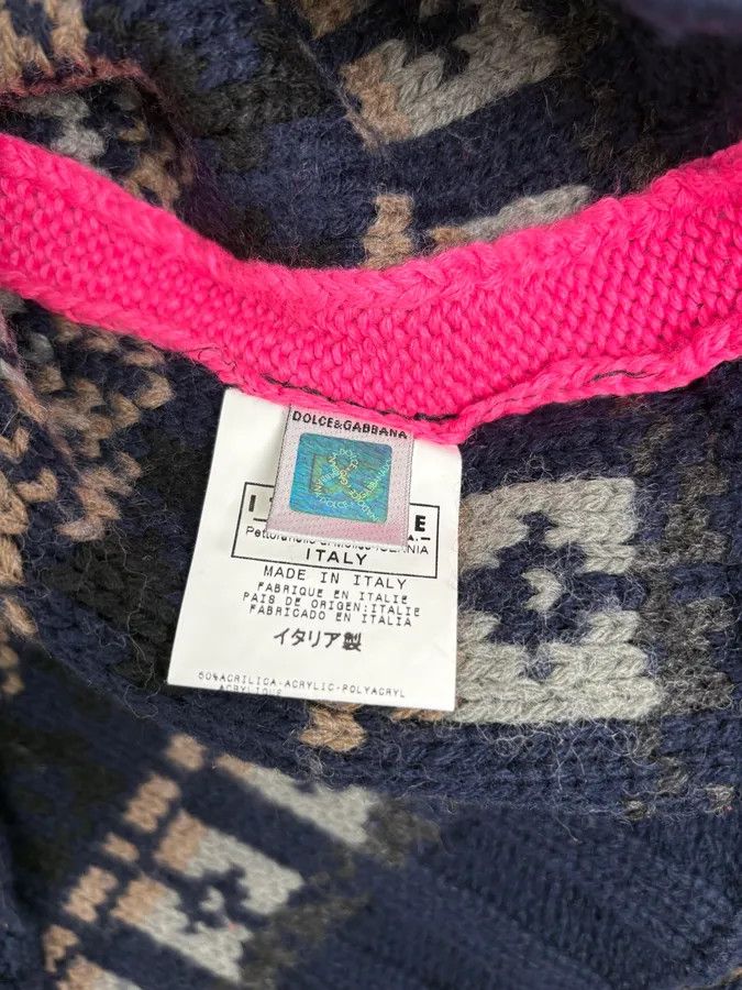 Dolce & Gabbana AW2006 Dolce & Gabbana Blue & Pink Buttoned Wool Sweater Size US M / EU 48-50 / 2 - 8 Thumbnail