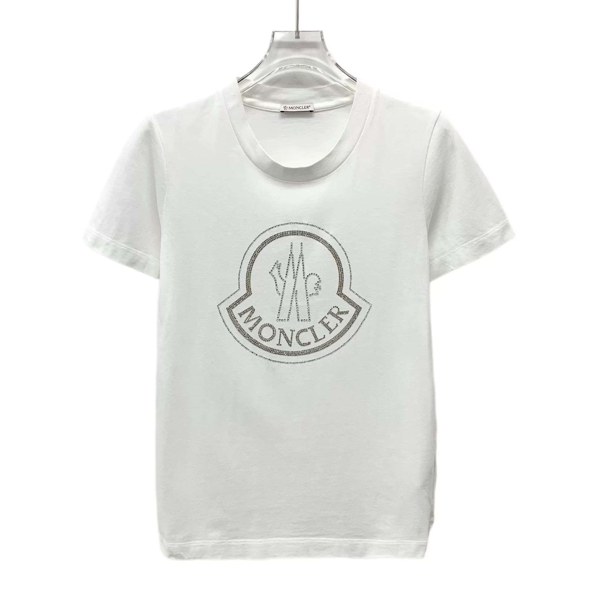 Moncler Moncler Maglia White Logo Diamante Cotton T-shirt Size S / US 4 / IT 40 - 1 Thumbnail