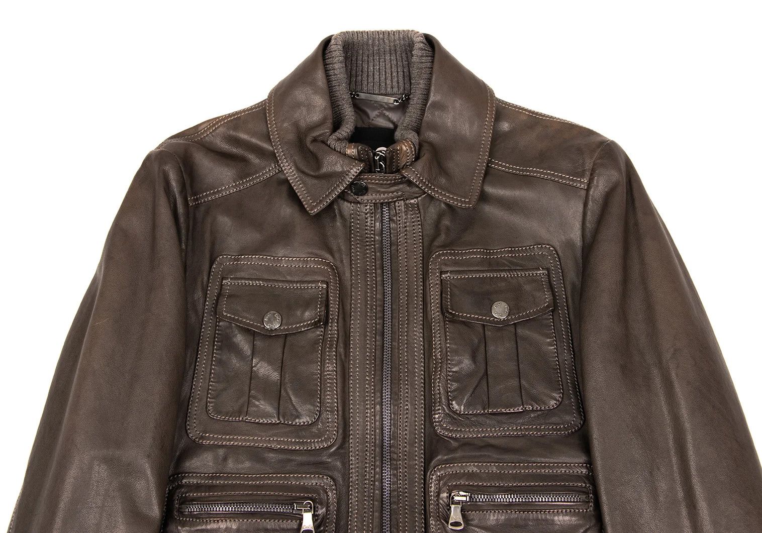 Dolce & Gabbana Pocket Design Quilted Lining Lambskin Leather Blouson Brown Size US S / EU 44-46 / 1 - 2 Thumbnail