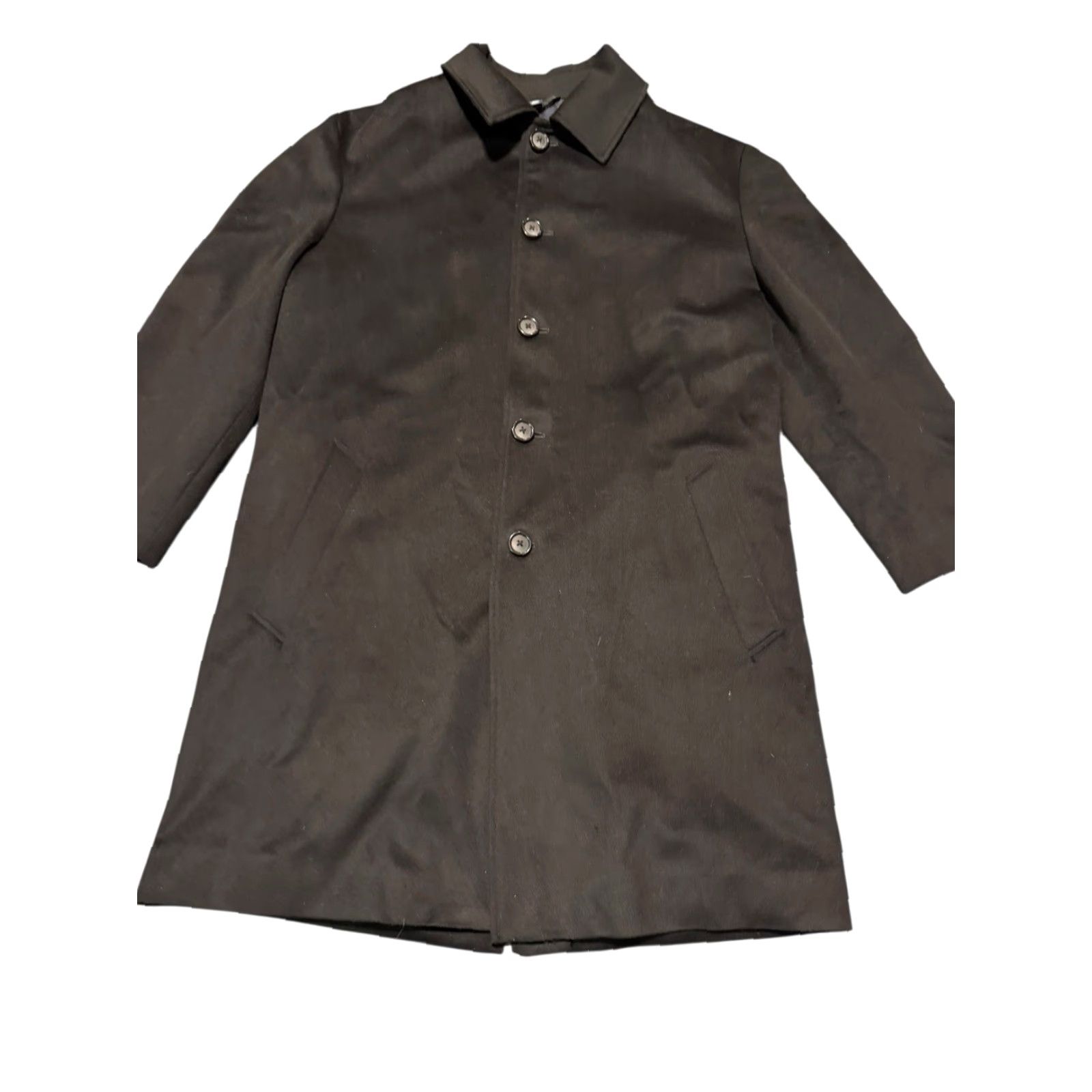 Vintage Turnbury Loro Piana Storm System Mens 42L Black Overcoat Trench Jacket Fleece Coat Wool Regular Long Solid Pattern Dress/Workwear Size US XS / EU 42 / 0 - 2 Thumbnail