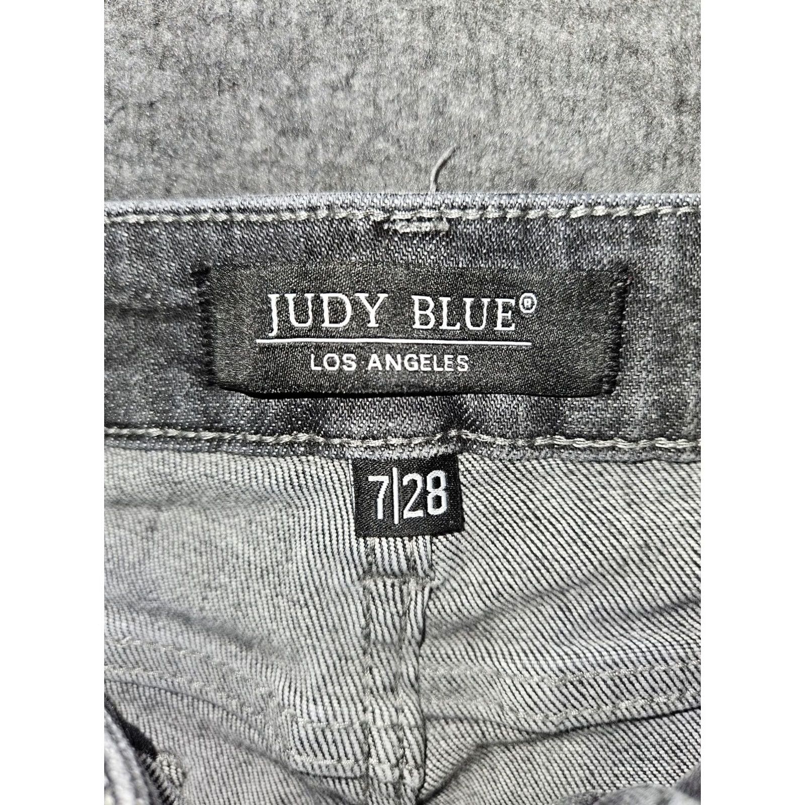 Vintage Judy Blue Jeans Womens 7/28 Gray Charcoal Wash Mid Rise Skinny JB88186 Slim Distressed Pockets Logo 5-Pocket Denim Size 28" / US 6 / IT 42 - 2 Thumbnail