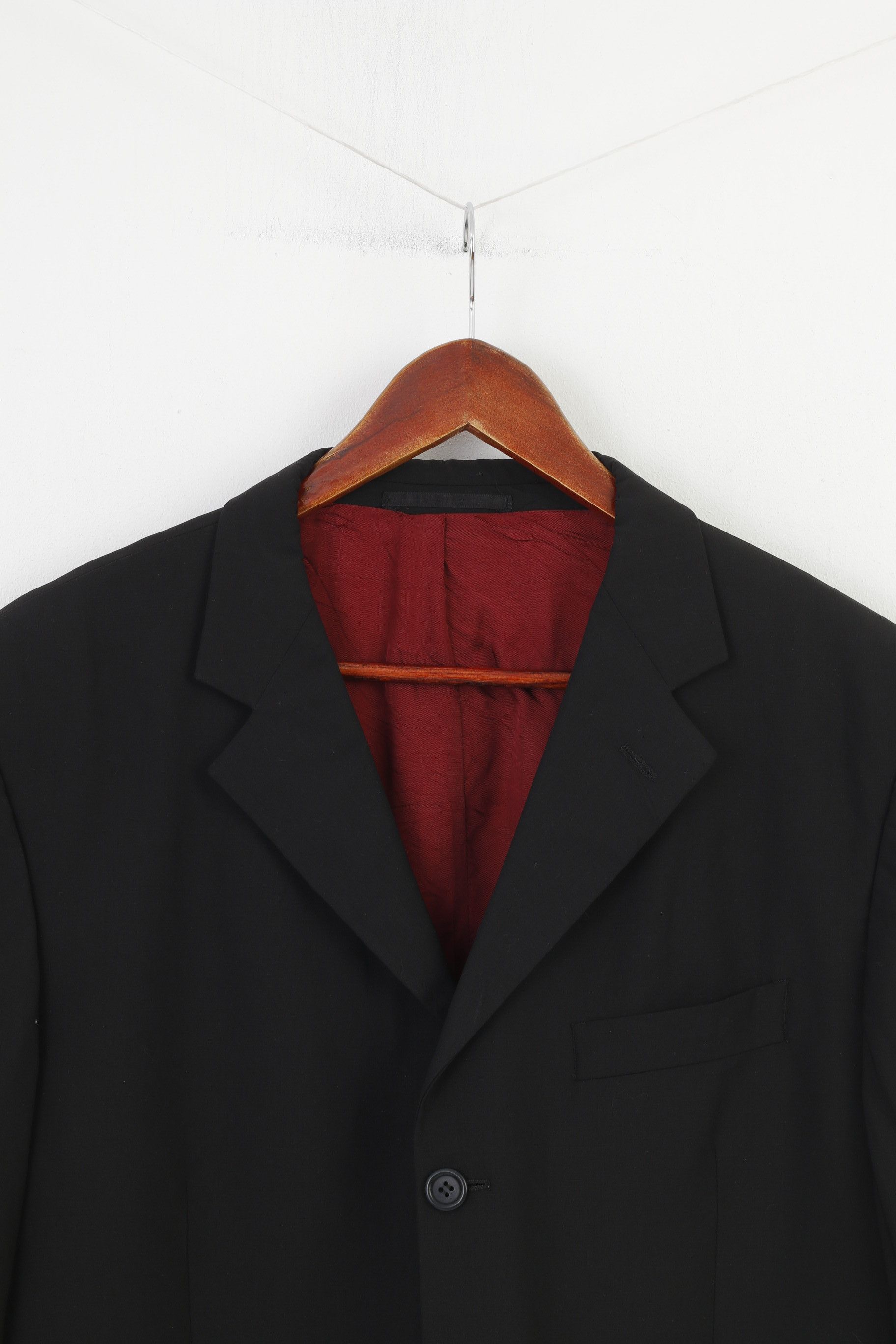 Jaeger Jaeger Men 44 54 Blazer Black Wool Breasted 1477 Size 44L - 2 Thumbnail
