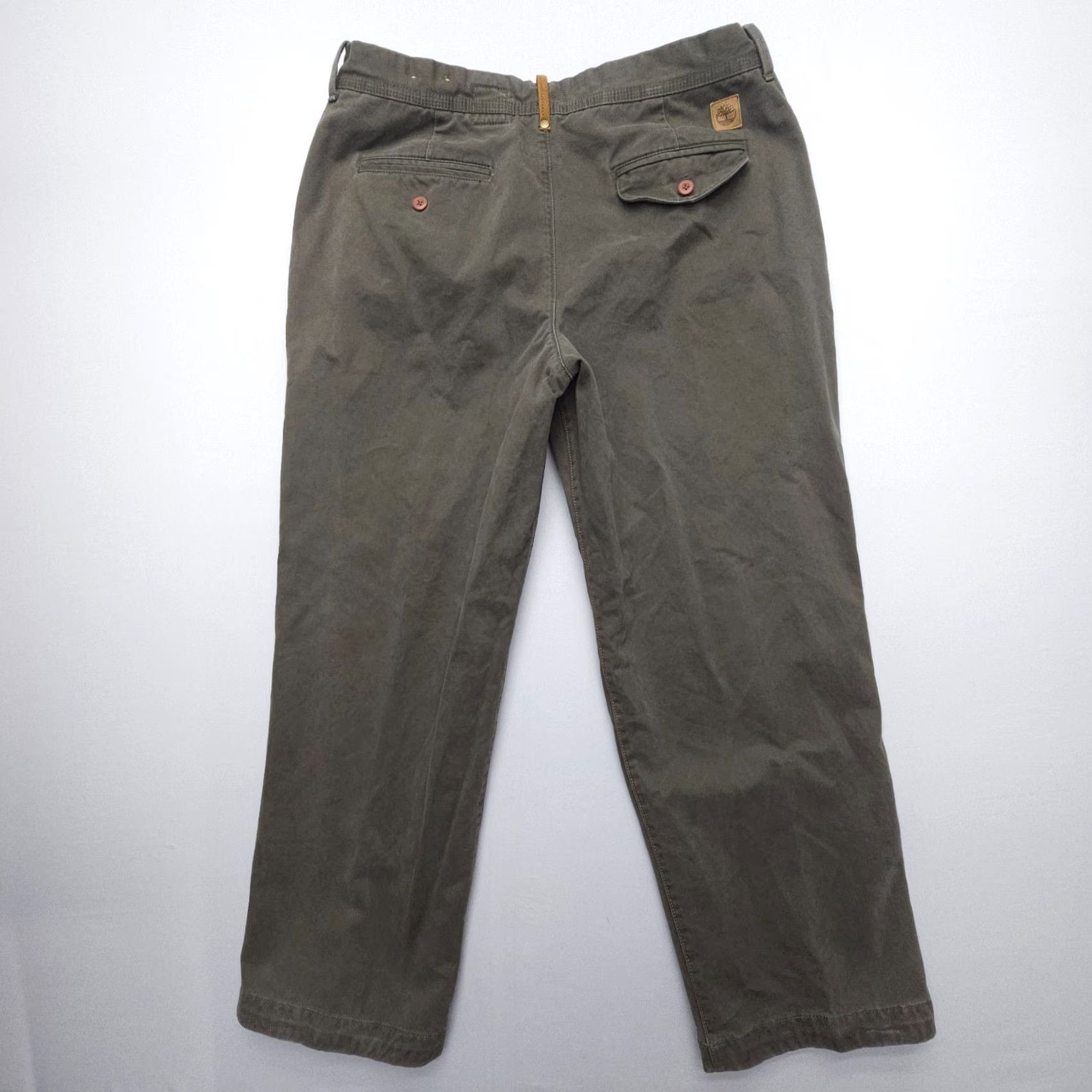 Timberland Timberland Pants Chino Mens 36x30 Green Heavy Cotton Twill Workwear Straight 5-Pocket Regular Front Flat Size US 36 / EU 52 - 2 Thumbnail