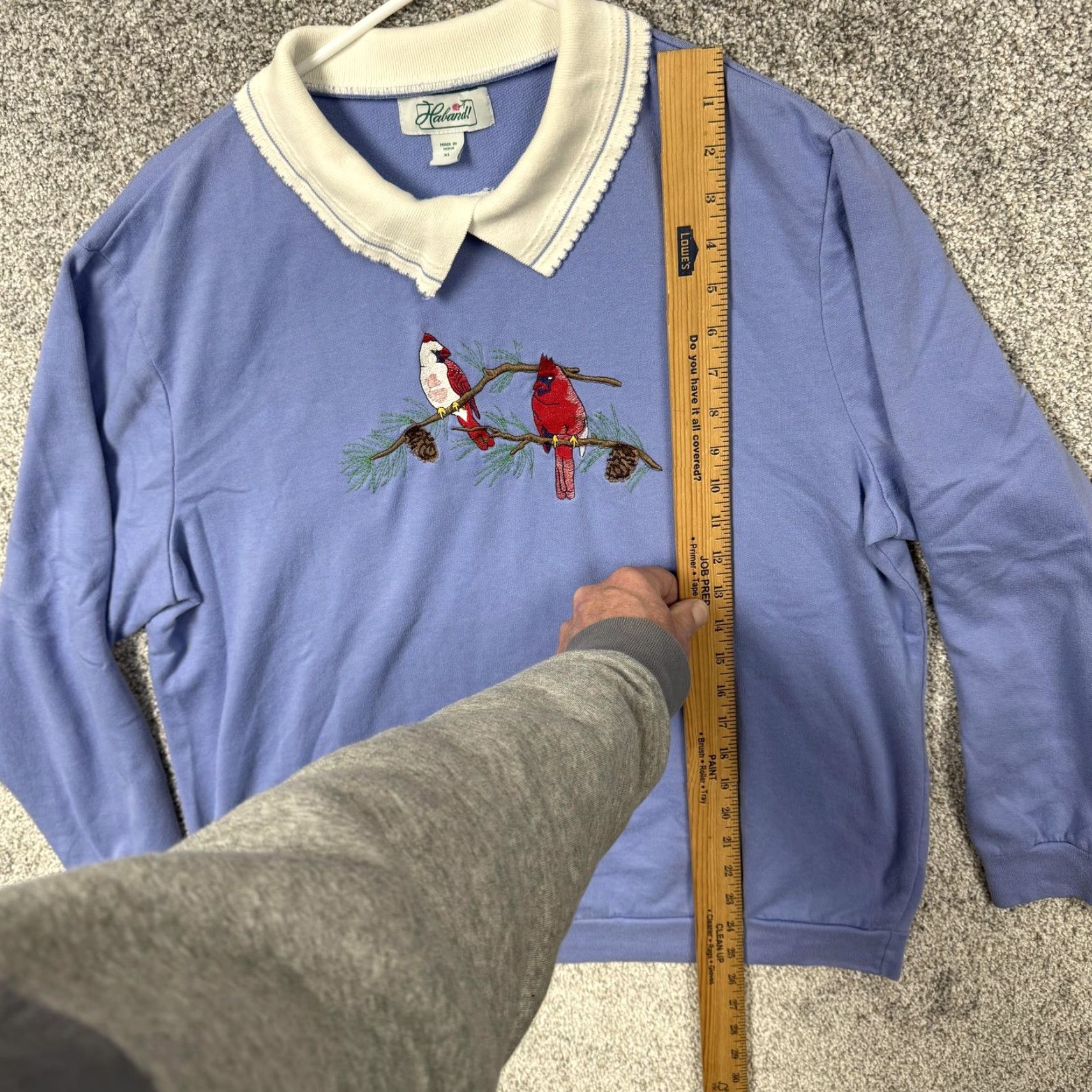 Haband VINTAGE Haband Cardinal Pine Tree Sweatshirt XL Collared Embroidered Birds Winter Women Graphic Print Pine Embroidery Size XL / US 12-14 / IT 48-50 - 2 Thumbnail