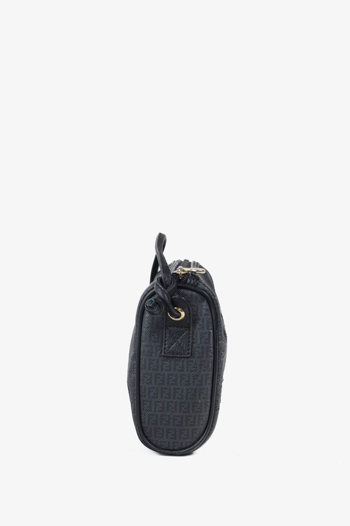 Fendi Fendi Vintage Grey & Black FF Coated Canvas Crossbody Bag Size ONE SIZE - 3 Thumbnail
