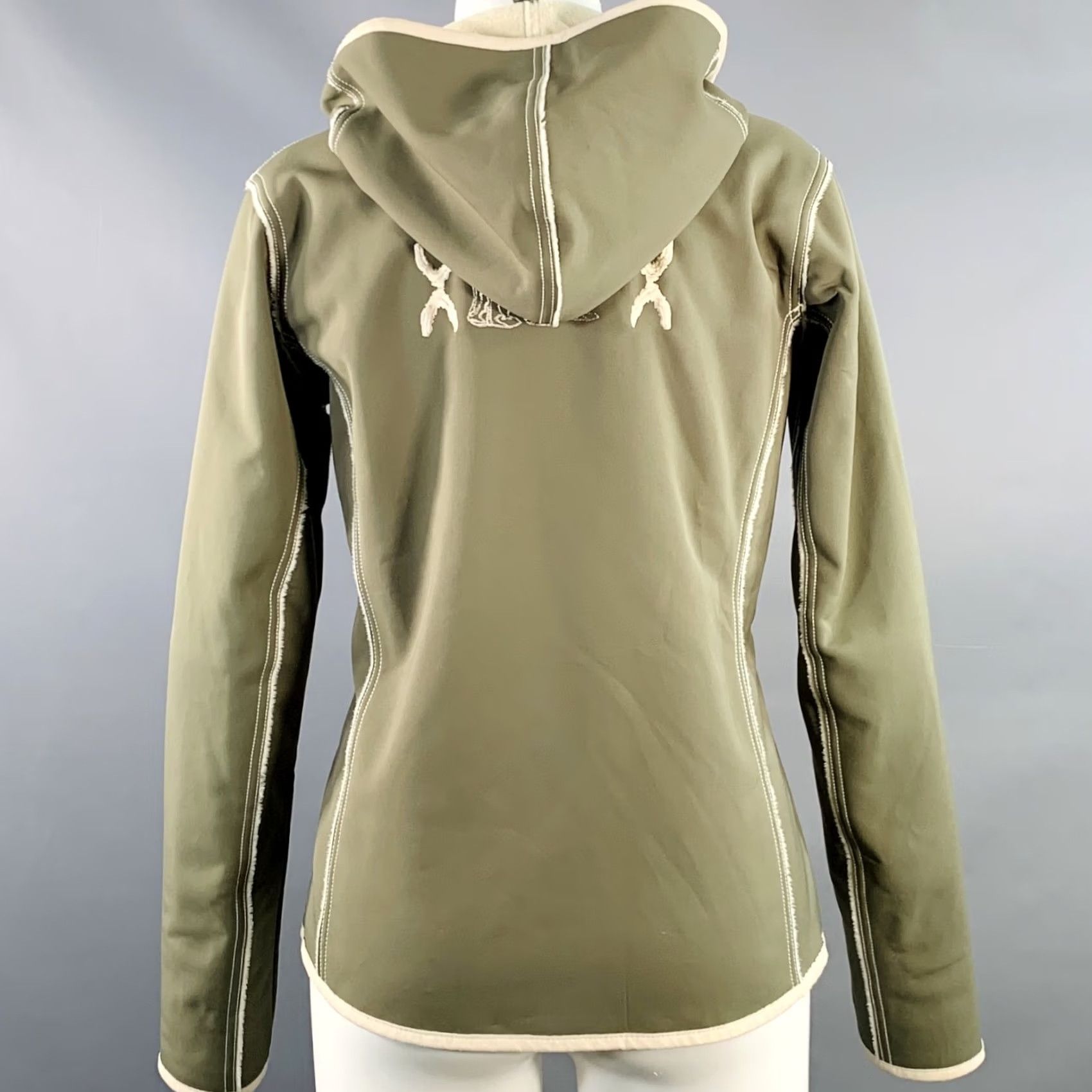 Bogner BOGNER Hooded Jacket Cream Olive Polyester Blend Embroidered Women Size M Size M / US 6-8 / IT 42-44 - 3 Thumbnail