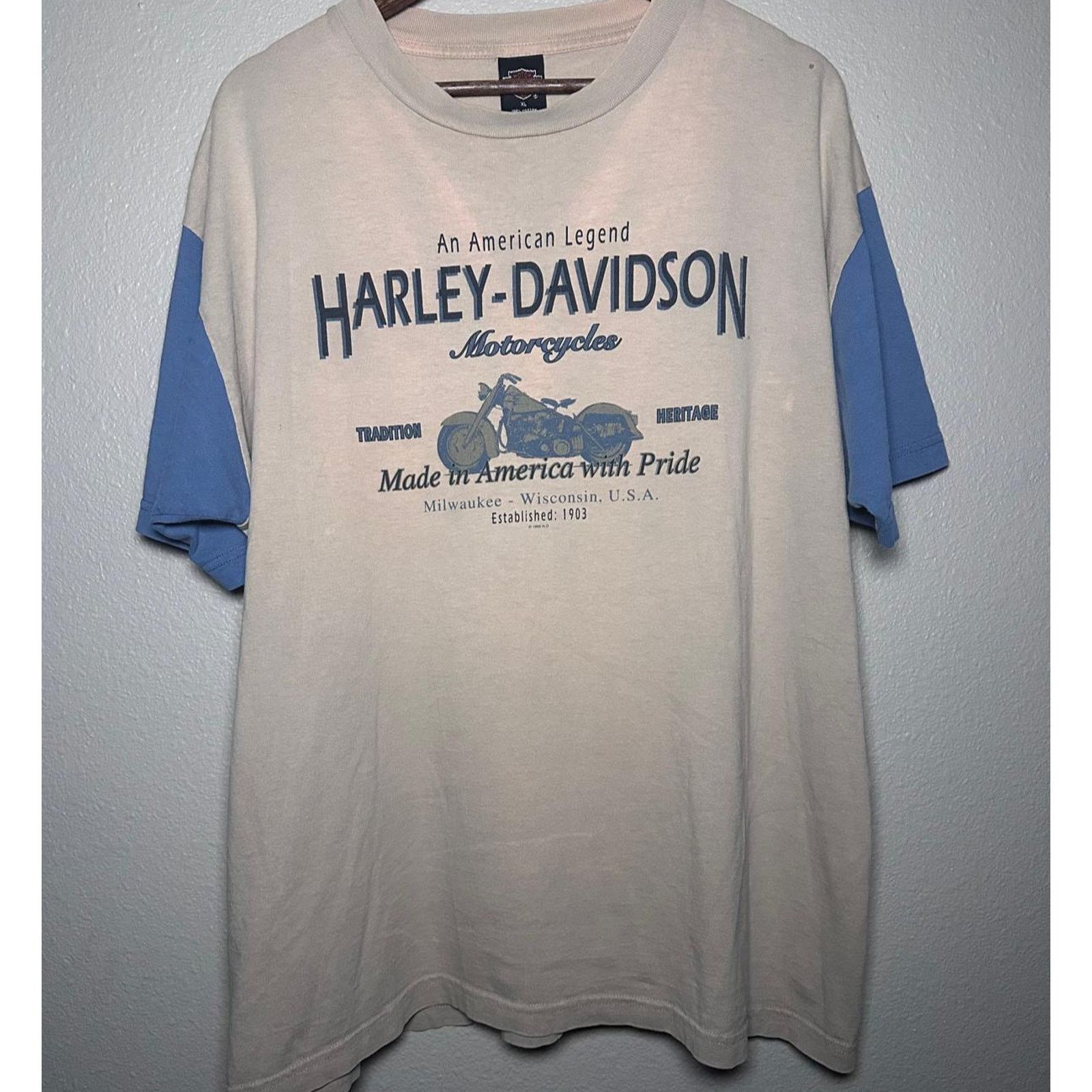 Harley Davidson 🏙️ Harley-Davidson Two-Tone Tee – Size XL Size US XL / EU 56 / 4 - 1 Thumbnail
