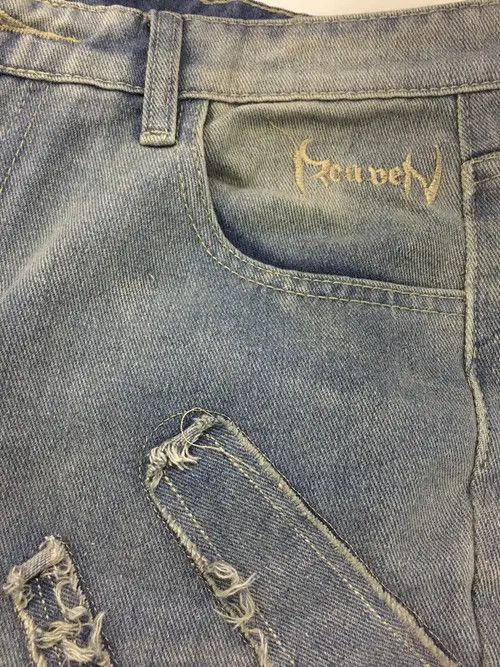 Japanese Brand Momoko x Rina Street Retro Raw Edge Embroidery Baggy Jeans Size US 32 / EU 48 - 6 Thumbnail