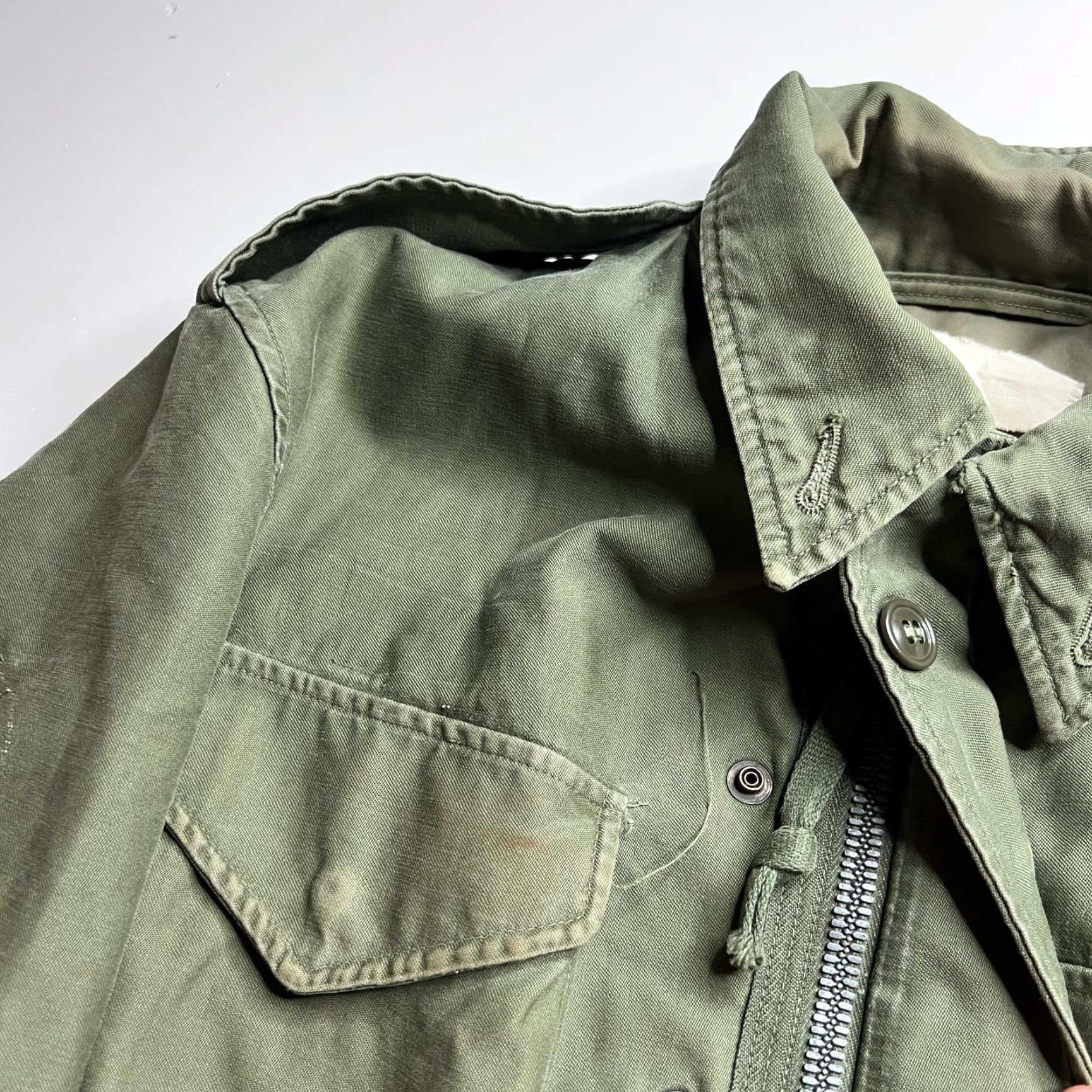 Vintage VINTAGE Military Coat Mens Small Short Green 50s OG-107 USATC Armor Field Coat Jacket Size US 29 - 4 Thumbnail