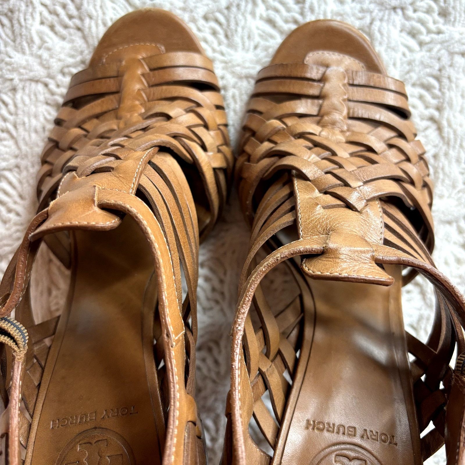 Tory Burch Tory Burch Nadia Huarache Sandals Women's Size 9 M Tan Leath Size US 9 / IT 39 - 8 Thumbnail
