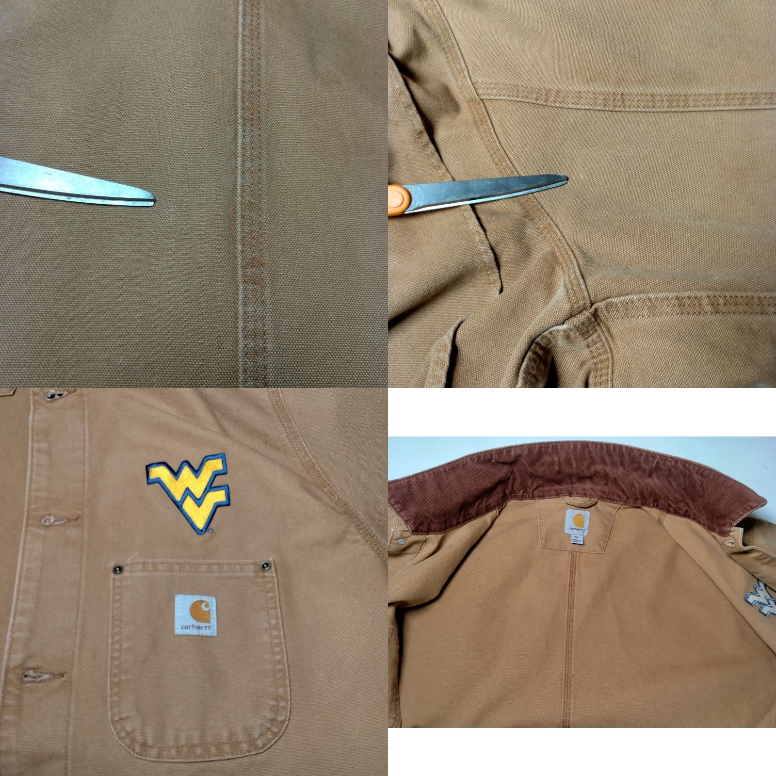 Carhartt VINTAGE Carhartt Chore Jacket WVU Mountaineers 2XL Brown Duck Canvas 101322 211 Work Size US XXL / EU 58 / 5 - 11 Thumbnail