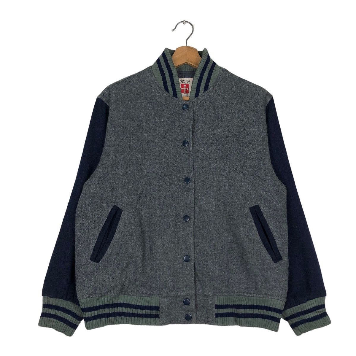 Japanese Brand × Vintage 📌VINTAGE WOOL VARSITY BOMBER JACKET VILLAGE GATE JAPAN Size US S / EU 44-46 / 1 - 2 Thumbnail