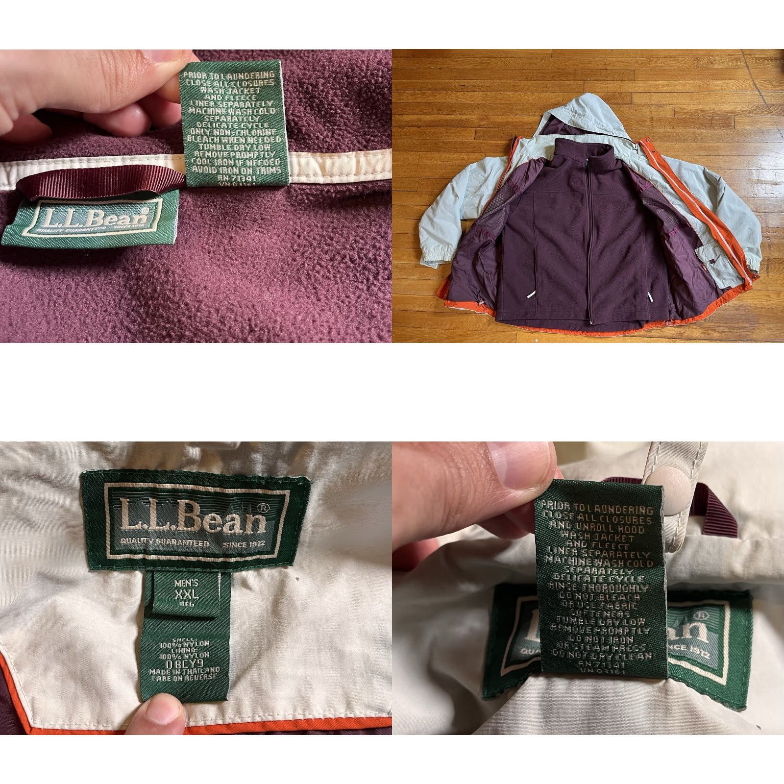 Vintage L.L. Bean Winter Jacket Men’s 2XL White Interchange Zip In Fleece Purple Jacket Size US XXL / EU 58 / 5 - 8 Thumbnail