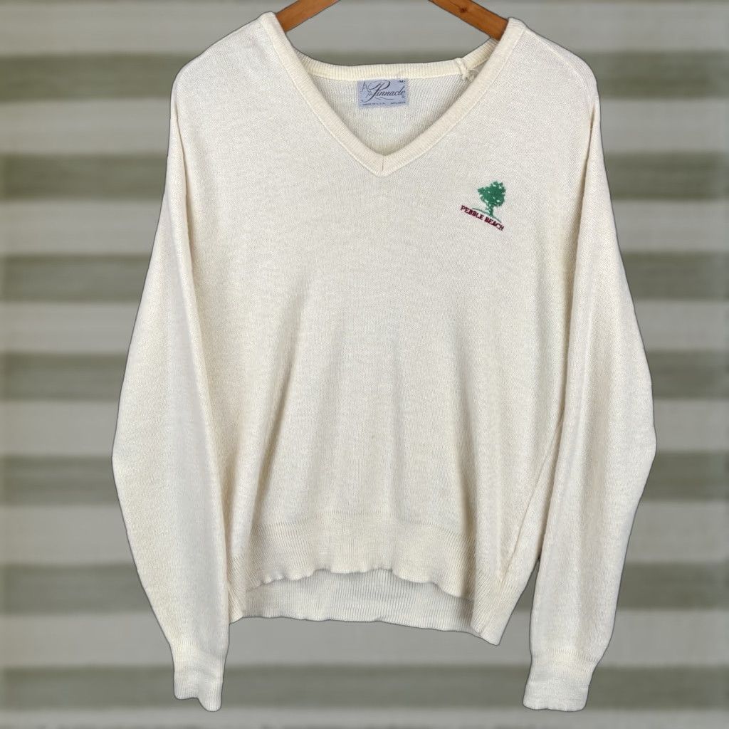 Vintage VINTAGE Pinnacle Embroidered Ivory Golf Sweater Mens Medium Pullover 80s United States Size US M / EU 48-50 / 2 - 1 Thumbnail