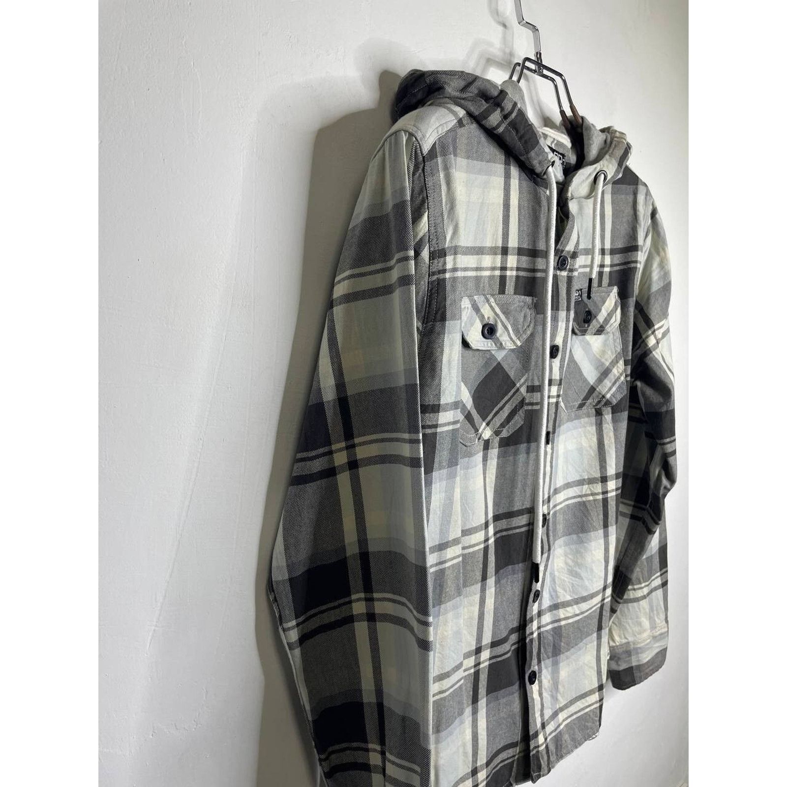 Express Vintage Plaid Flannel Shirt Hoodie White Hooded L Button-Up Size US L / EU 52-54 / 3 - 7 Thumbnail