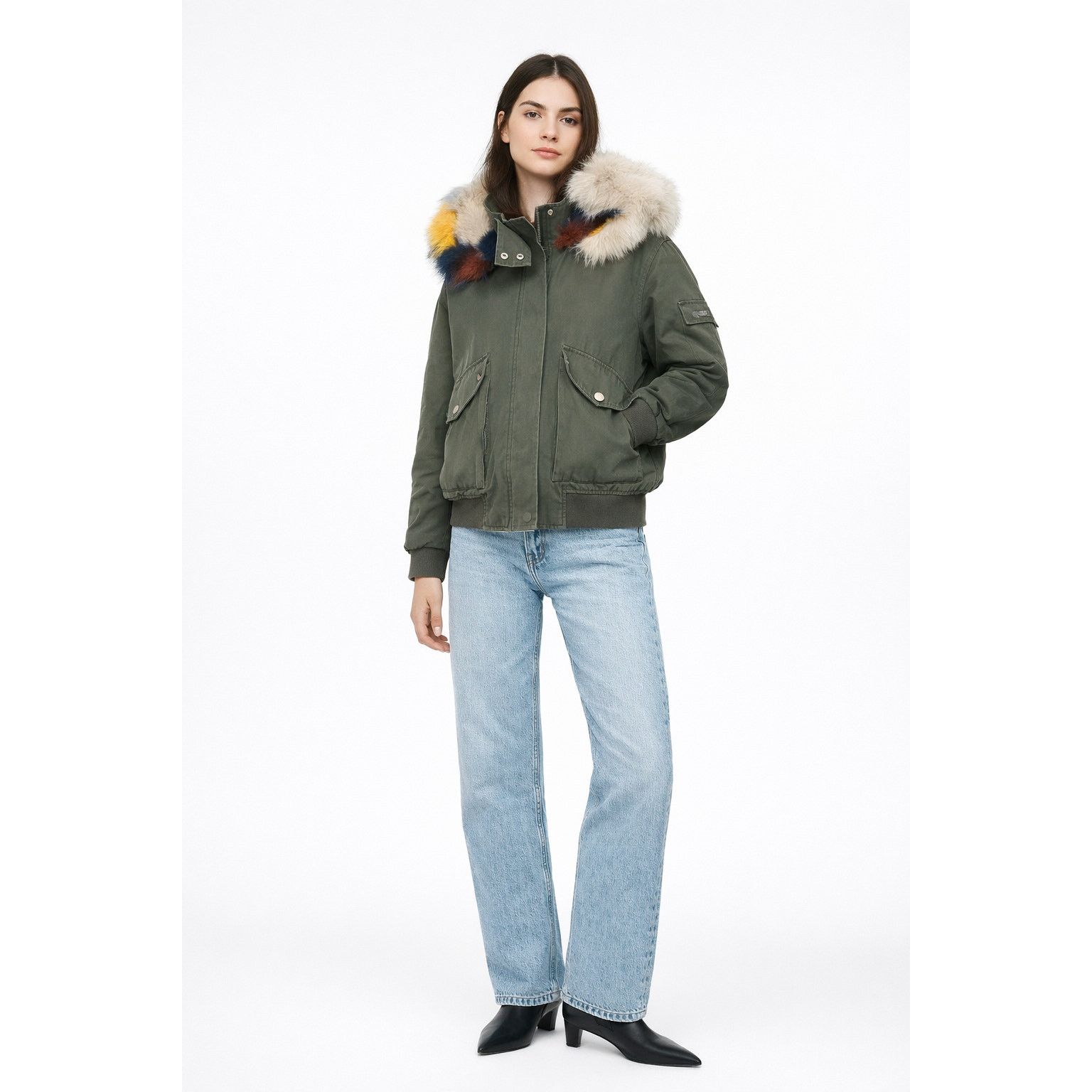 Maje Maje Khaki Parka Fox Fur Rabbit Lined Hood Jacket Womens Size S / US 4 / IT 40 - 1 Thumbnail