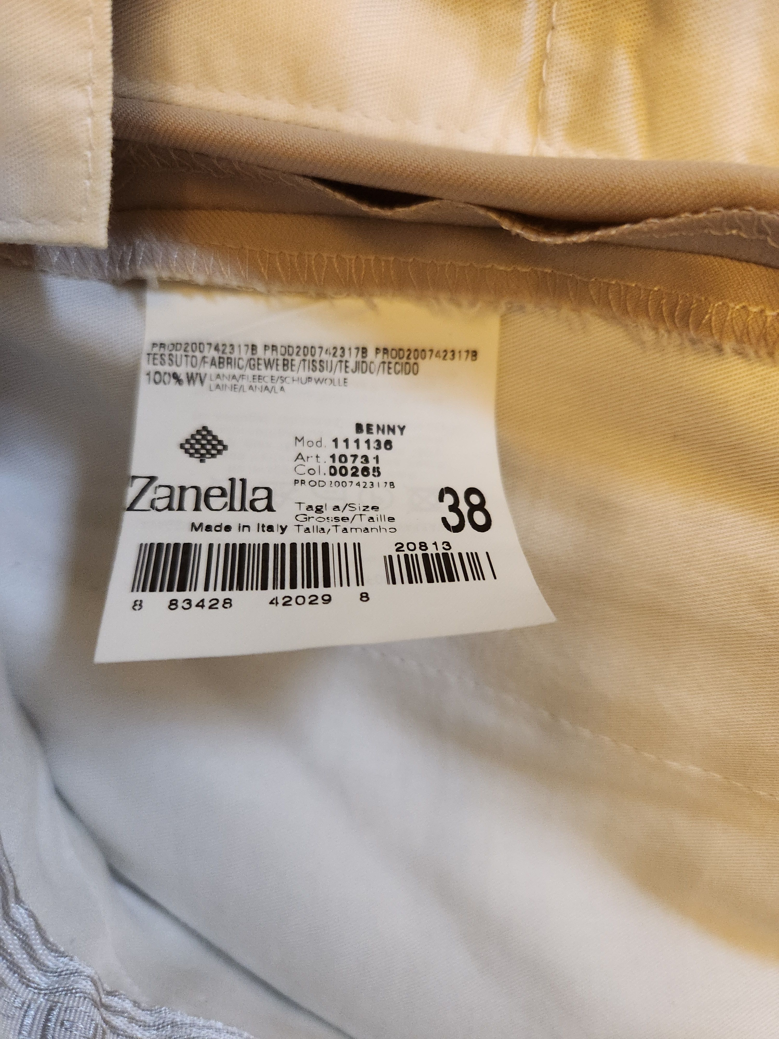 Zanella 100% Wool Flat Front Dress Pants Size US 38 / EU 54 - 3 Thumbnail