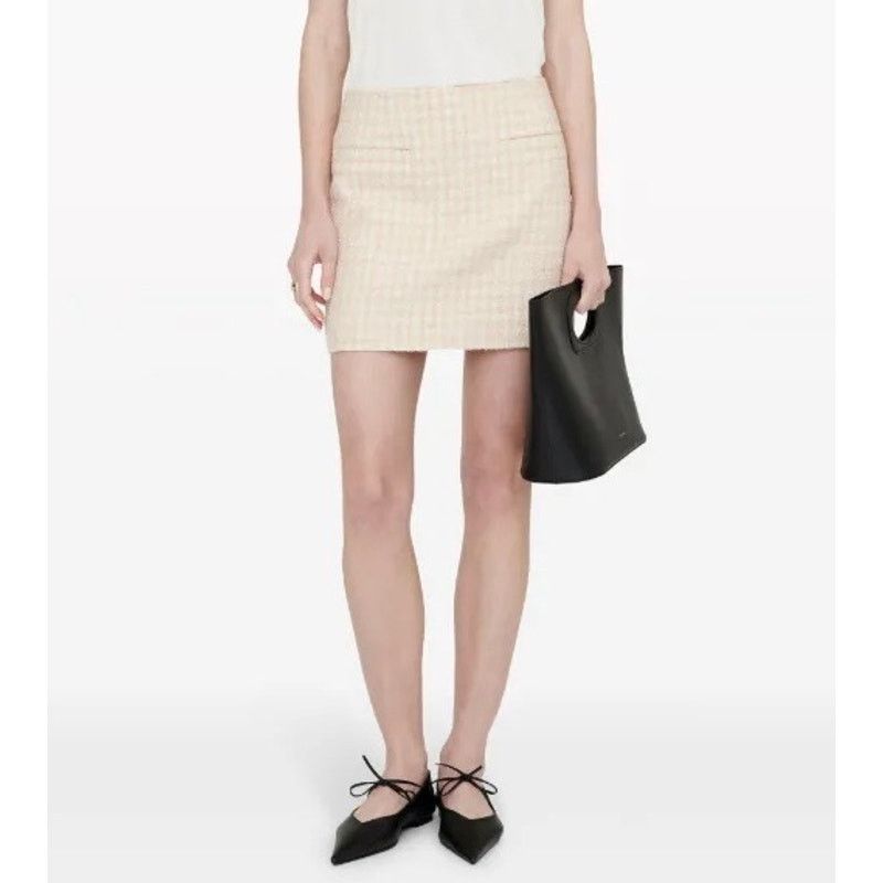 Anine Bing NWT Anine Bing Vanessa houndstooth tweed miniskirt $300 S Size 27" / US 4 / IT 40 - 1 Thumbnail