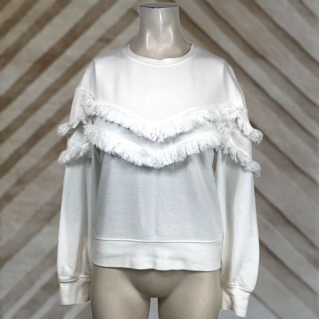 Rails Rails Womens Sweatshirt Small White Long Sleeve Crew Neck Fringe Pull-Over Size S / US 4 / IT 40 - 1 Thumbnail