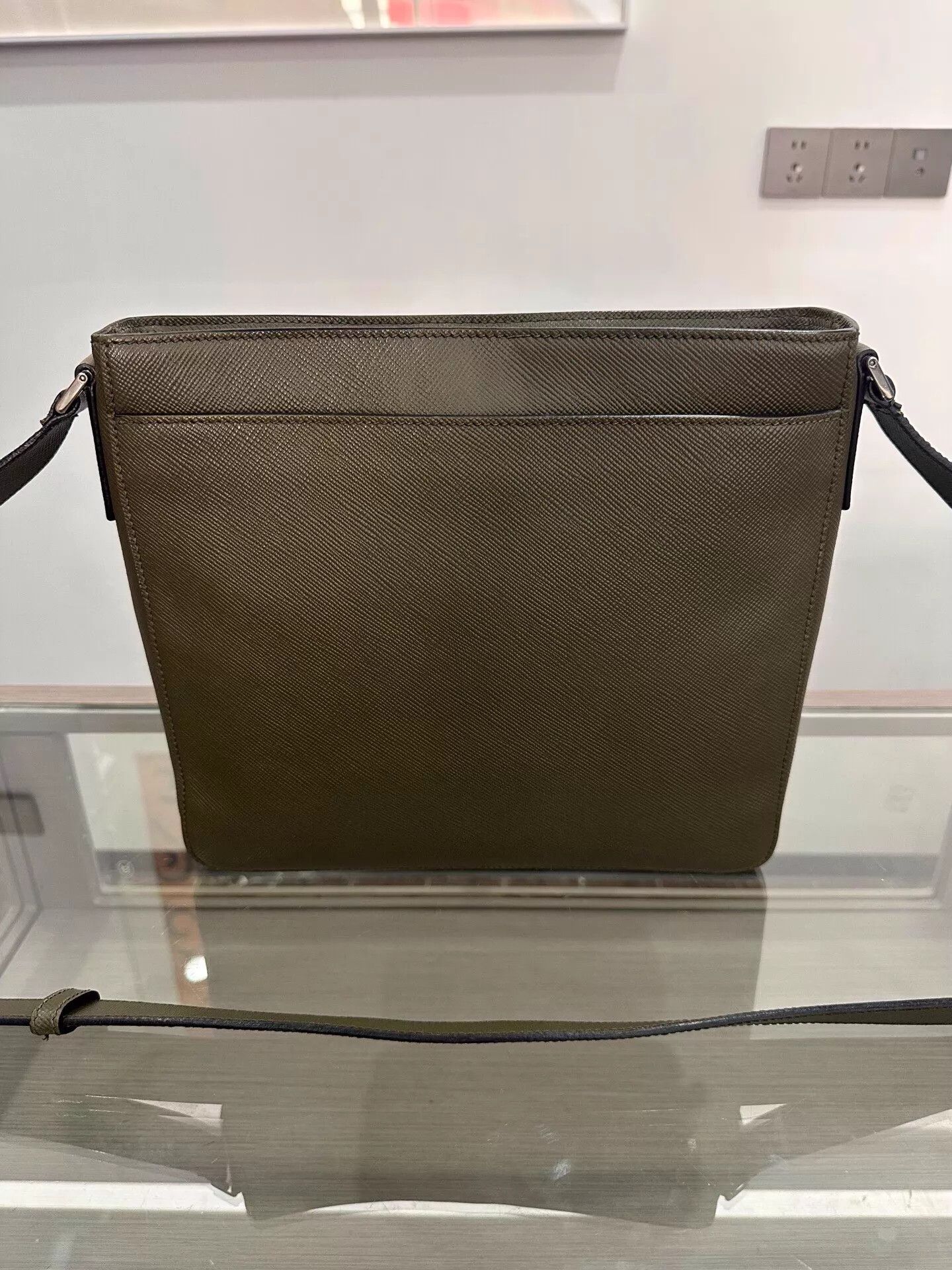 Prada Prada Gray-Green Triangle Logo Crossbody Bag 29cm 99 New Size ONE SIZE - 2 Thumbnail