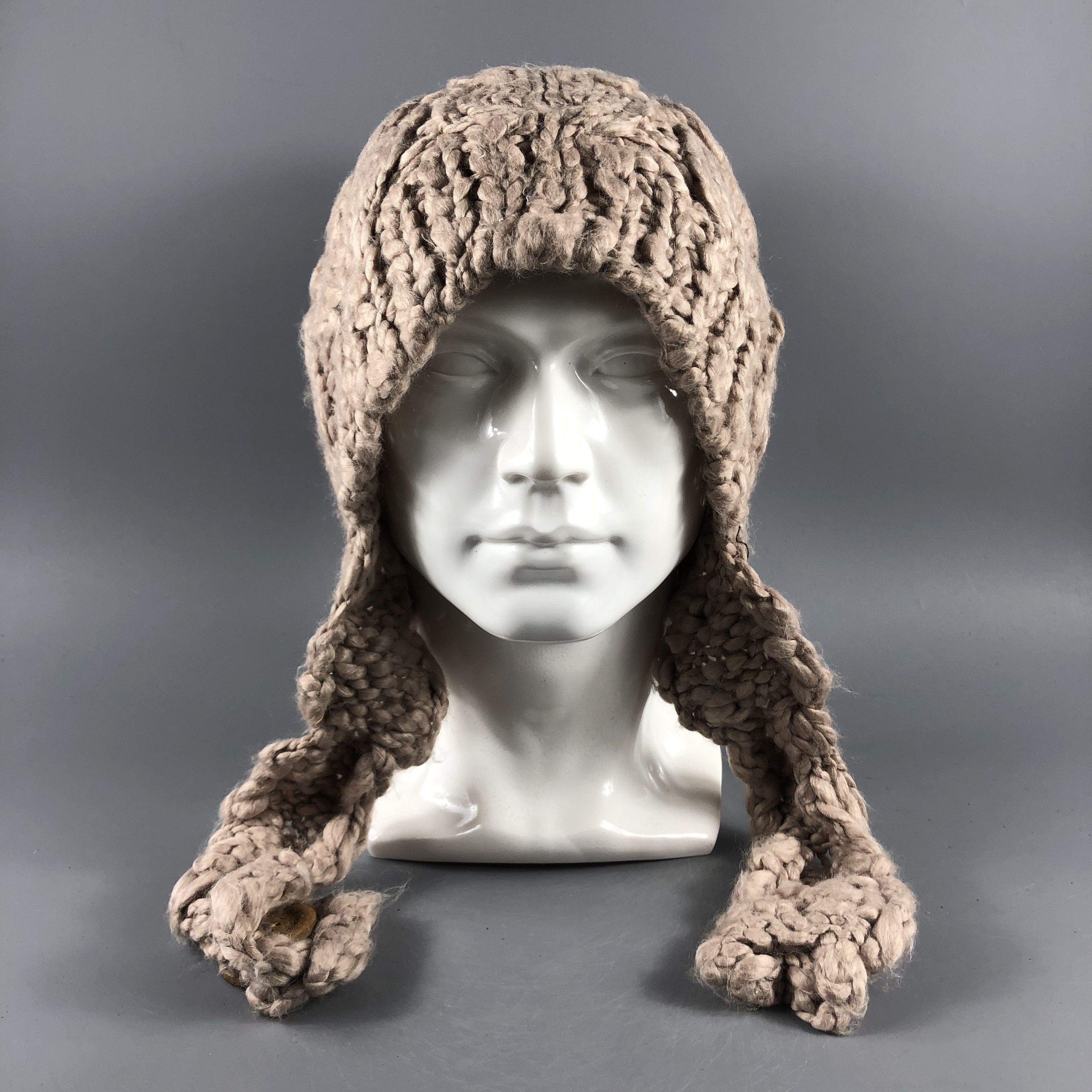 image of Vintage Ear Flap Hat Knit Beanie Snow Hat Snow Cap -D646, Women's