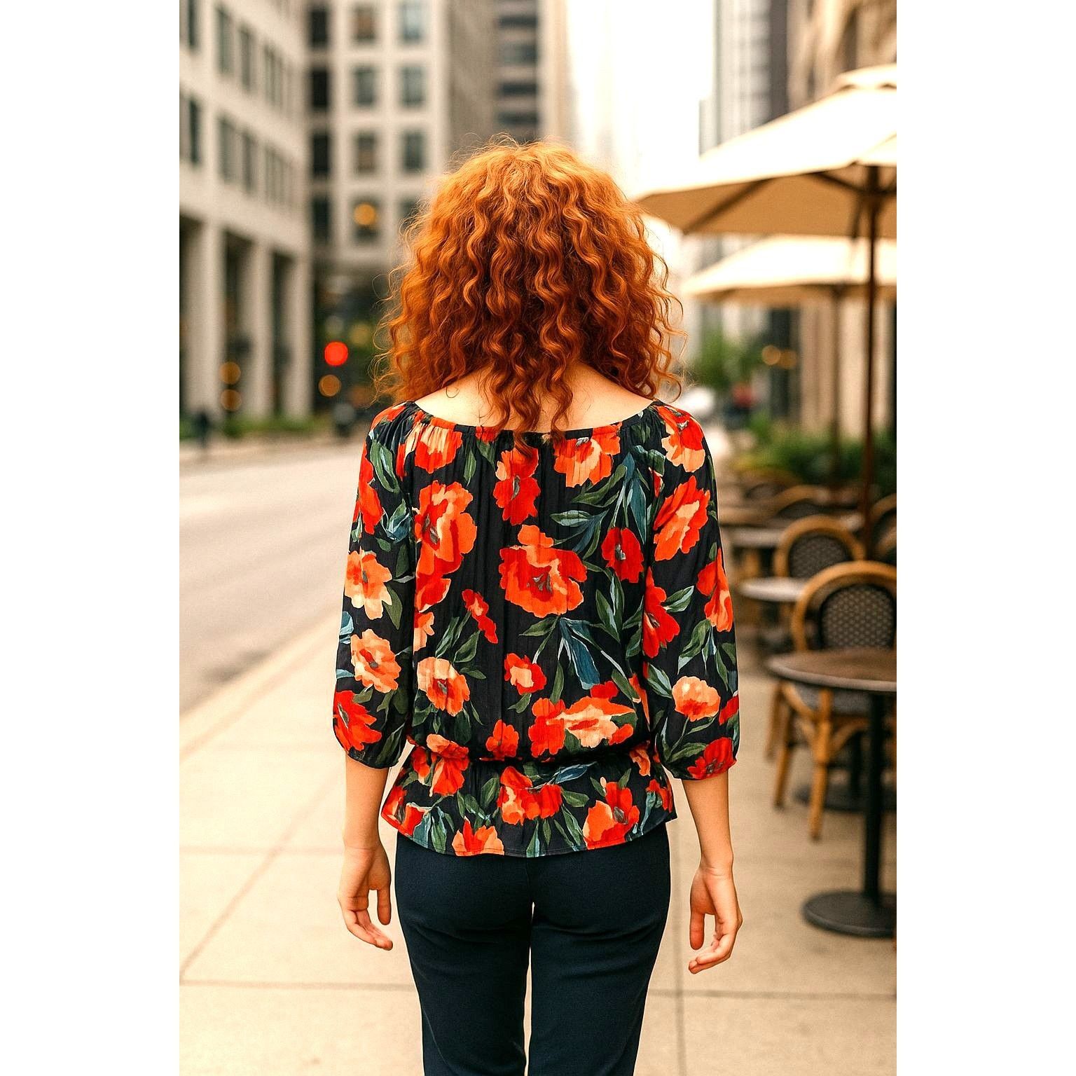 Abercrombie & Fitch Abercrombie Fitch Large Floral Peasant Sheer Boho Blouse Ruf Size L / US 10 / IT 46 - 4 Thumbnail