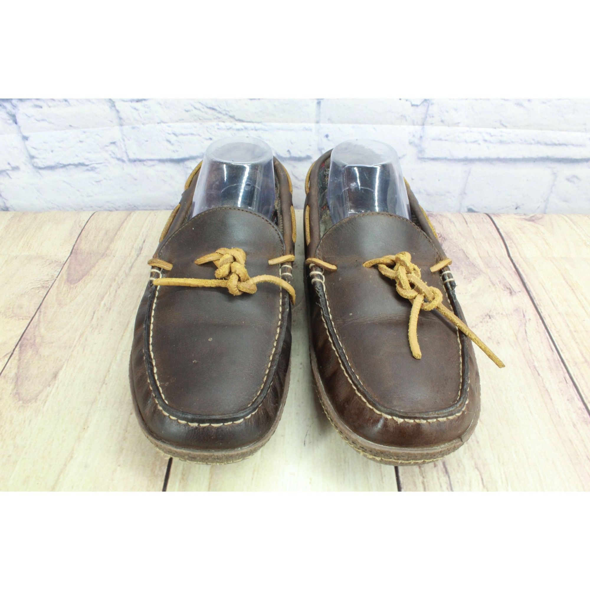 L.L. Bean LL Bean Men’s Handsewn Leather Flannel-Lined Slippers Size US 10 / EU 43 - 4 Thumbnail
