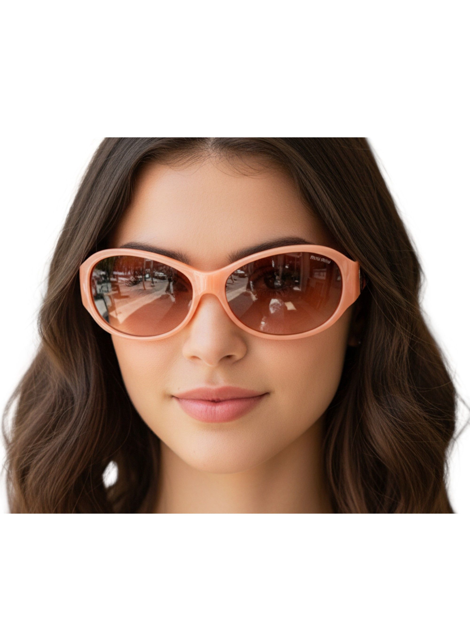 Miu Miu Miu Miu Flower Floral Logo Peach Retro Oval Sunglasses Y2K Size ONE SIZE - 10 Thumbnail