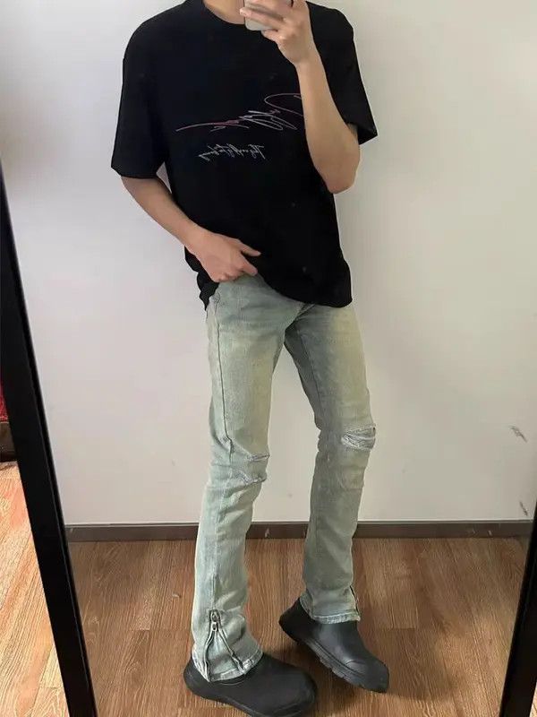Japanese Brand VIBE Washed Vintage Zipper Split High Street Jeans Size US 30 / EU 46 - 1 Thumbnail