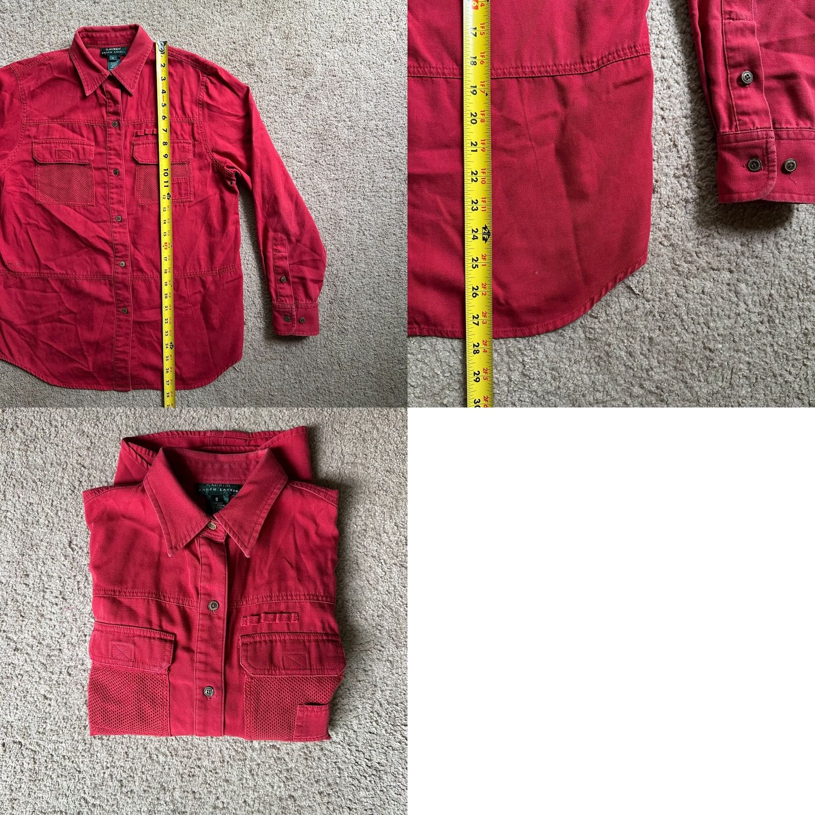 Ralph Lauren VINTAGE Lauren Ralph Lauren Shirt Mens Small Button Up Point Collar Fishing Pockets Red Cotton Size US S / EU 44-46 / 1 - 8 Thumbnail