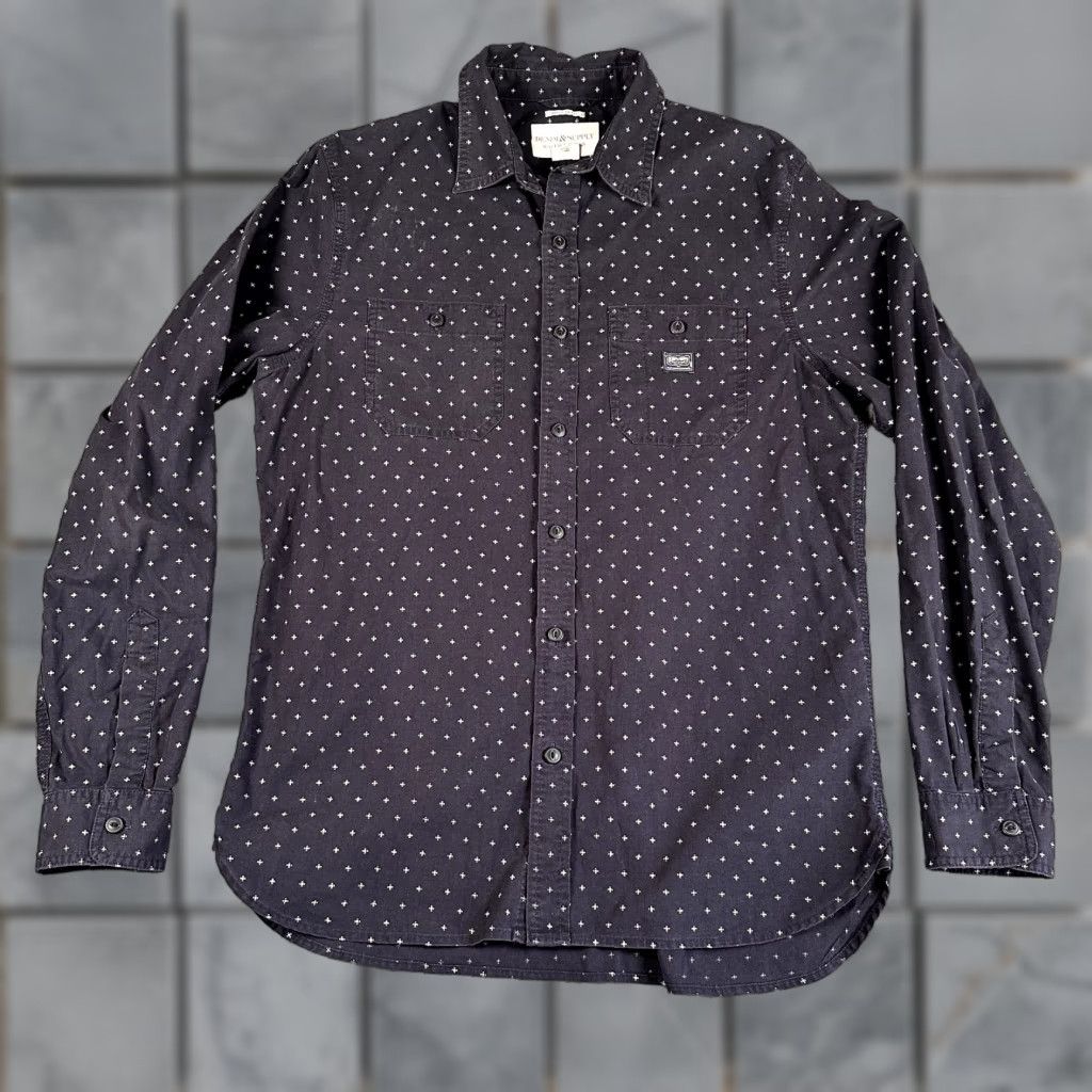 Vintage Denim & Supply Shirt Men's M Blue Geometric Knit Regular Button-Up Size US M / EU 48-50 / 2 - 1 Thumbnail
