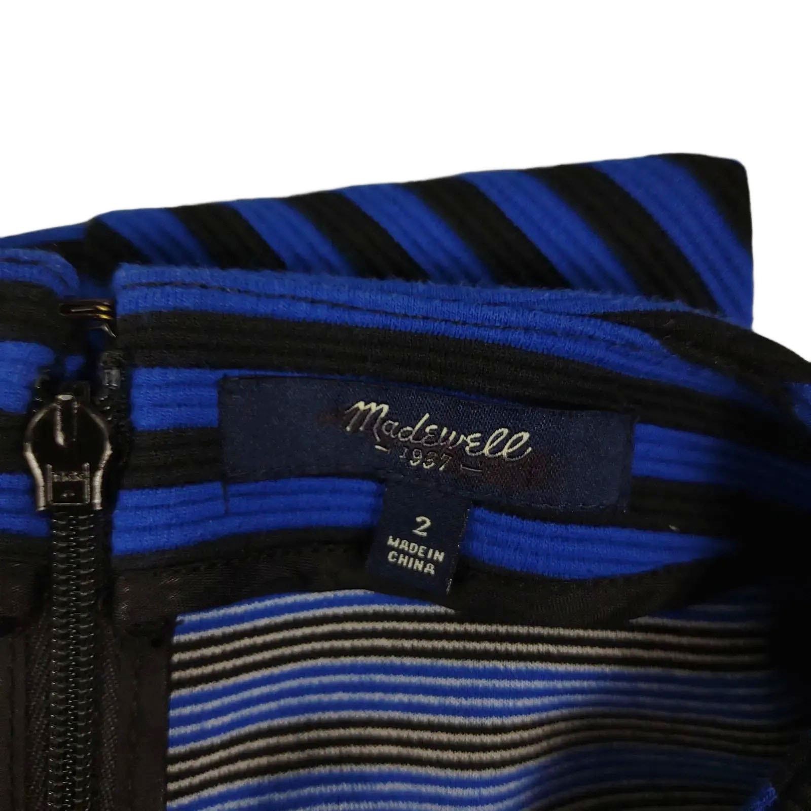 Madewell Madewell Gallerist Blue & Black Stripe Ponte Dress Sz 2 Size XS / US 0-2 / IT 36-38 - 5 Thumbnail