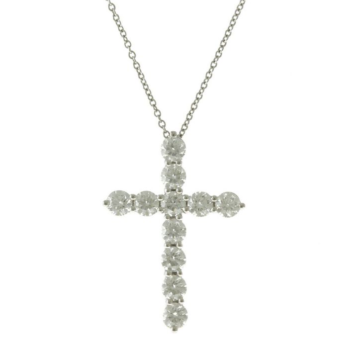 Tiffany & Co. Tiffany cross necklace Pt950 platinum diamond ladies ...