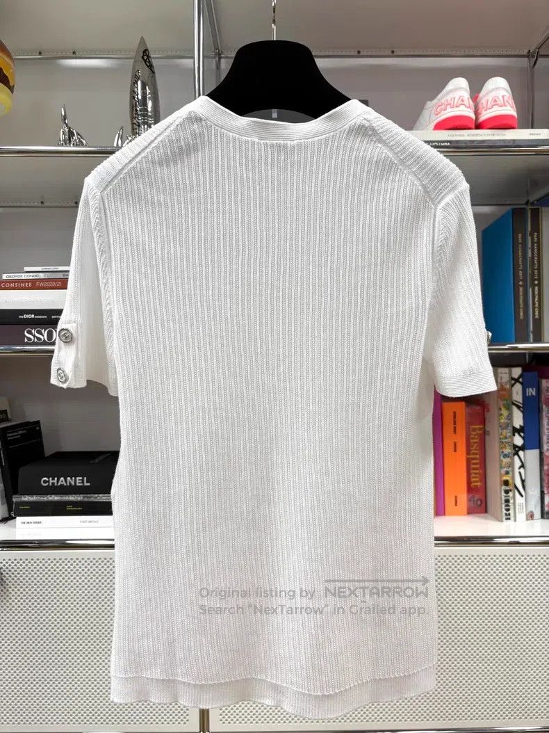 Chanel Chanel 24P white round-necked clover embroidered knitted s Size XS / US 0-2 / IT 36-38 - 3 Thumbnail