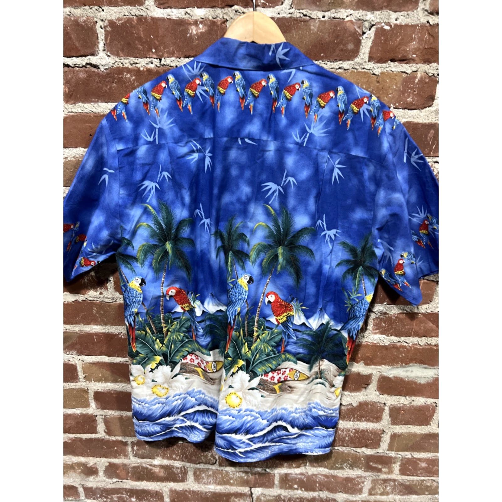 Vintage VINTAGE Ky's Shirt Mens L Blue Hawaiian Island Parrot Beach Surf Pocket Cotton VTG Size US L / EU 52-54 / 3 - 3 Thumbnail