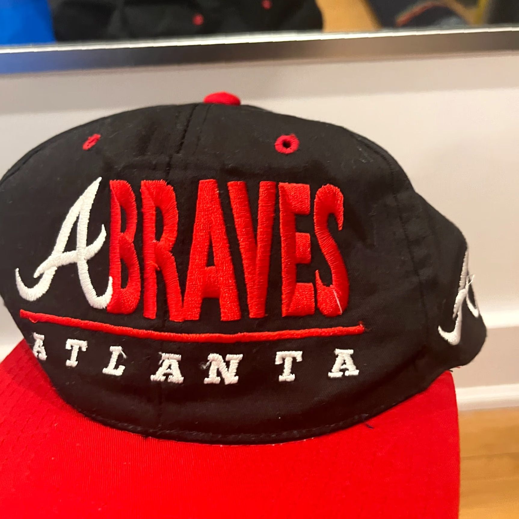 Starter VINTAGE Atlanta Braves Snapback Hat Men One Size Black 90s Clutch Starter Boys Mens Size ONE SIZE - 2 Thumbnail