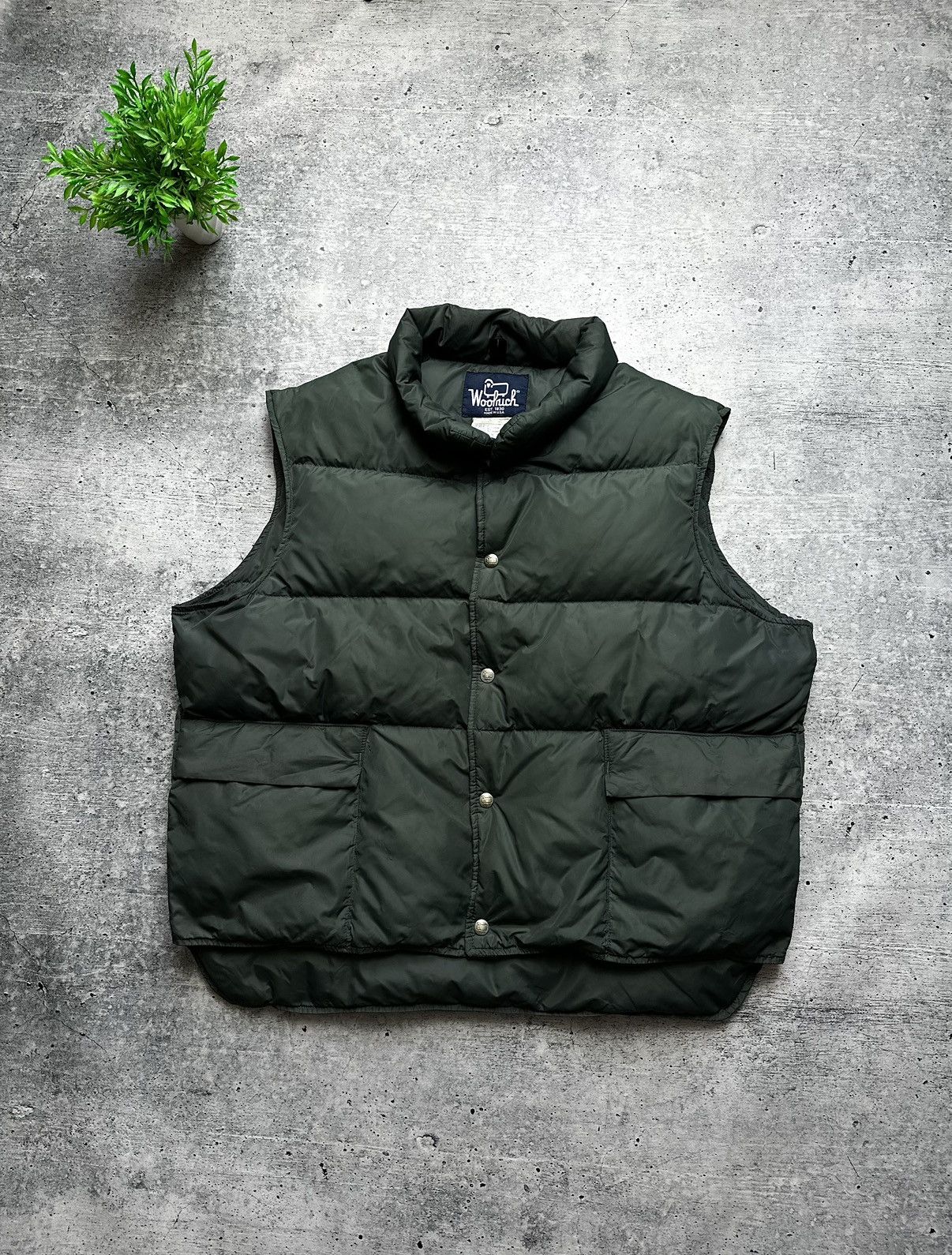 USED 90’S WOOLRICH DOWN VEST Vintage Woolrich Down Puffer Vest Jacket Size Medium Beige