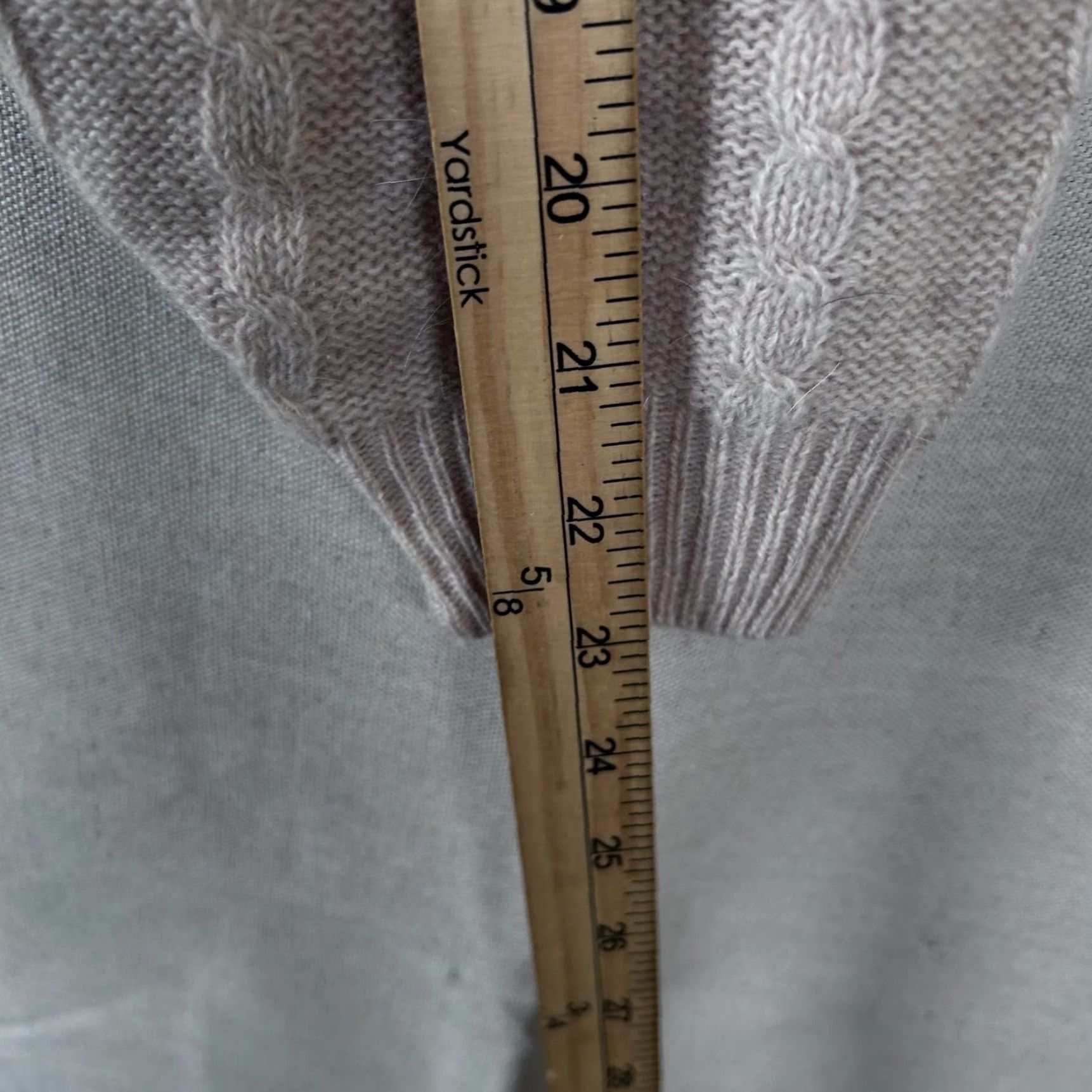 Vintage Jeanne Pierre Women Large Tan Lambswool Angora Cable Knit Cowl Neck Sweater Size L / US 10 / IT 46 - 5 Thumbnail