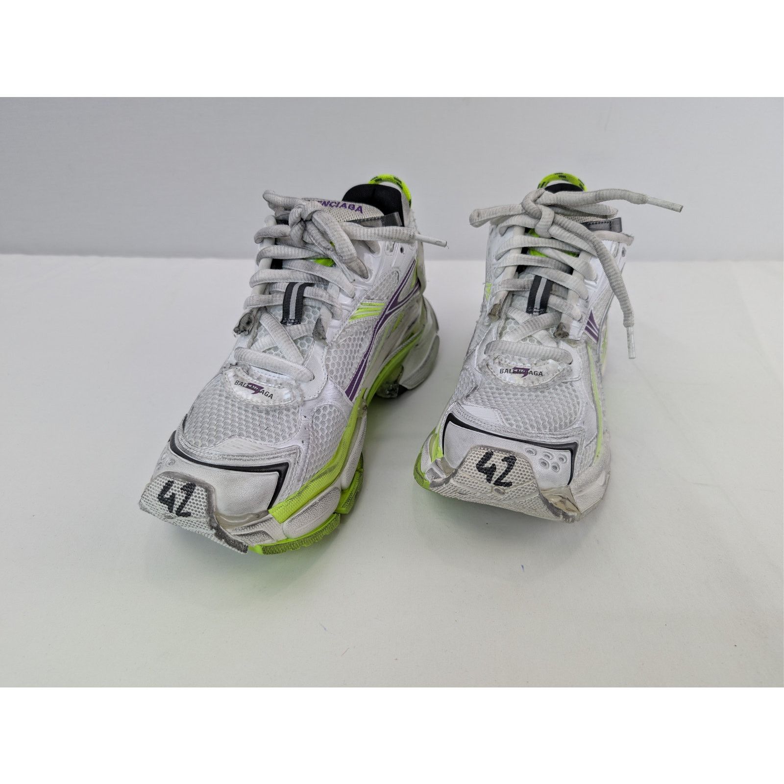 Balenciaga o1rshd1 Mesh Runner Sneaker in White / Fluo Yellow / Grey Size US 13 / EU 46 - 8 Thumbnail