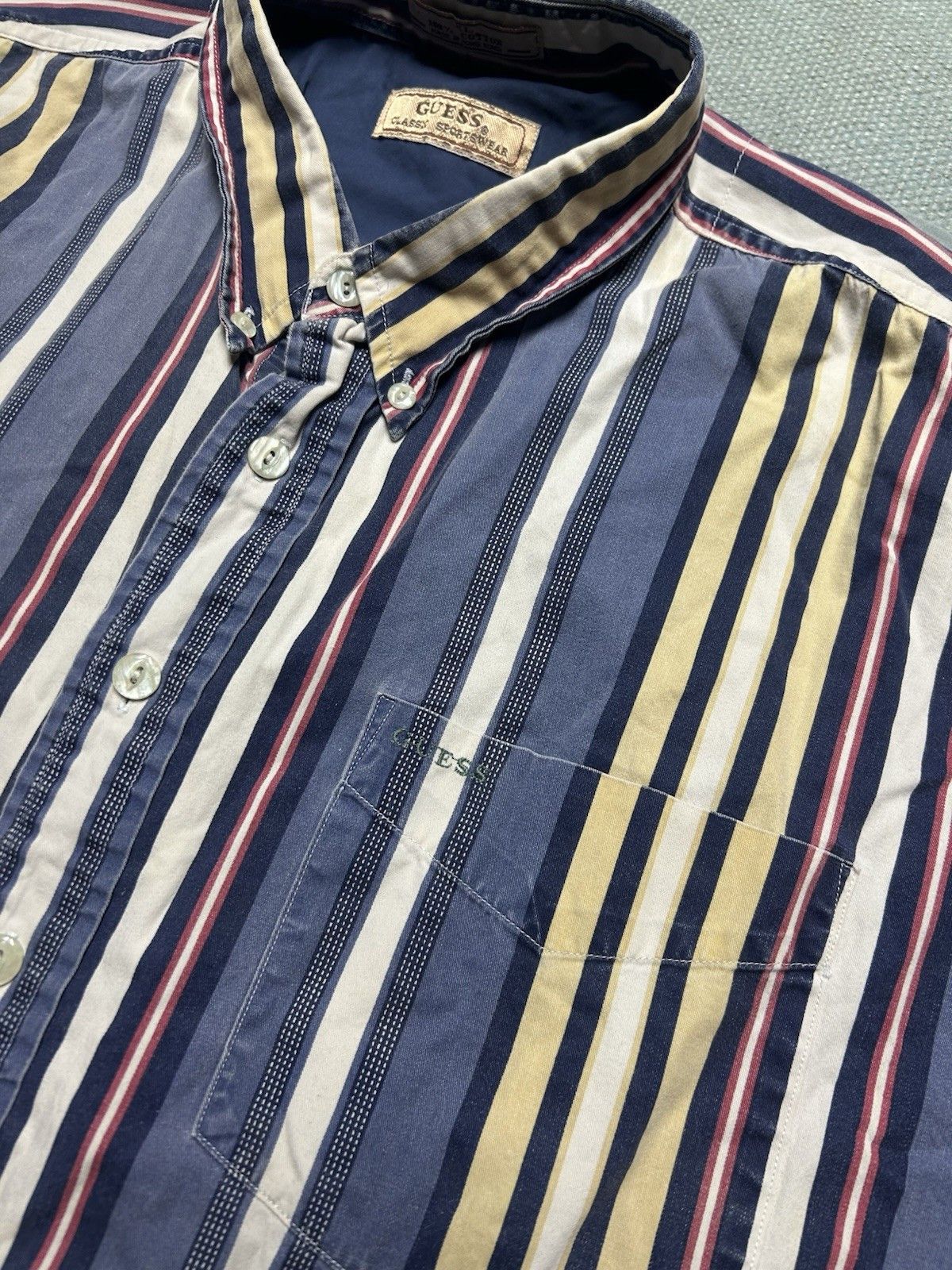 Vintage Vintage button shirt Guess vertical striped cotton soft XL Size US XL / EU 56 / 4 - 4 Thumbnail