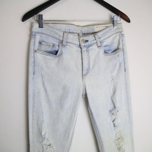 Rag & Bone Rag & Bone Zipper Capri Distressed Shredded Bleachout Jean Size 29" - 2 Thumbnail